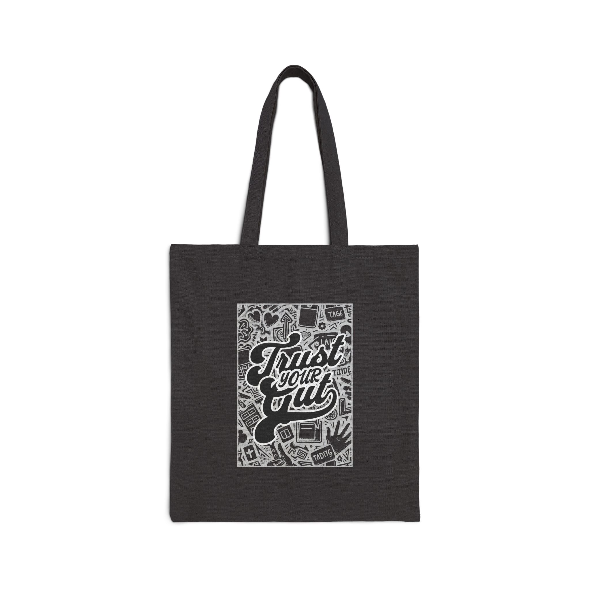Trust Your Gut Tote Çanta – Fermuarlı Gabardin Çanta, Sokak Stili Gabardin Tote