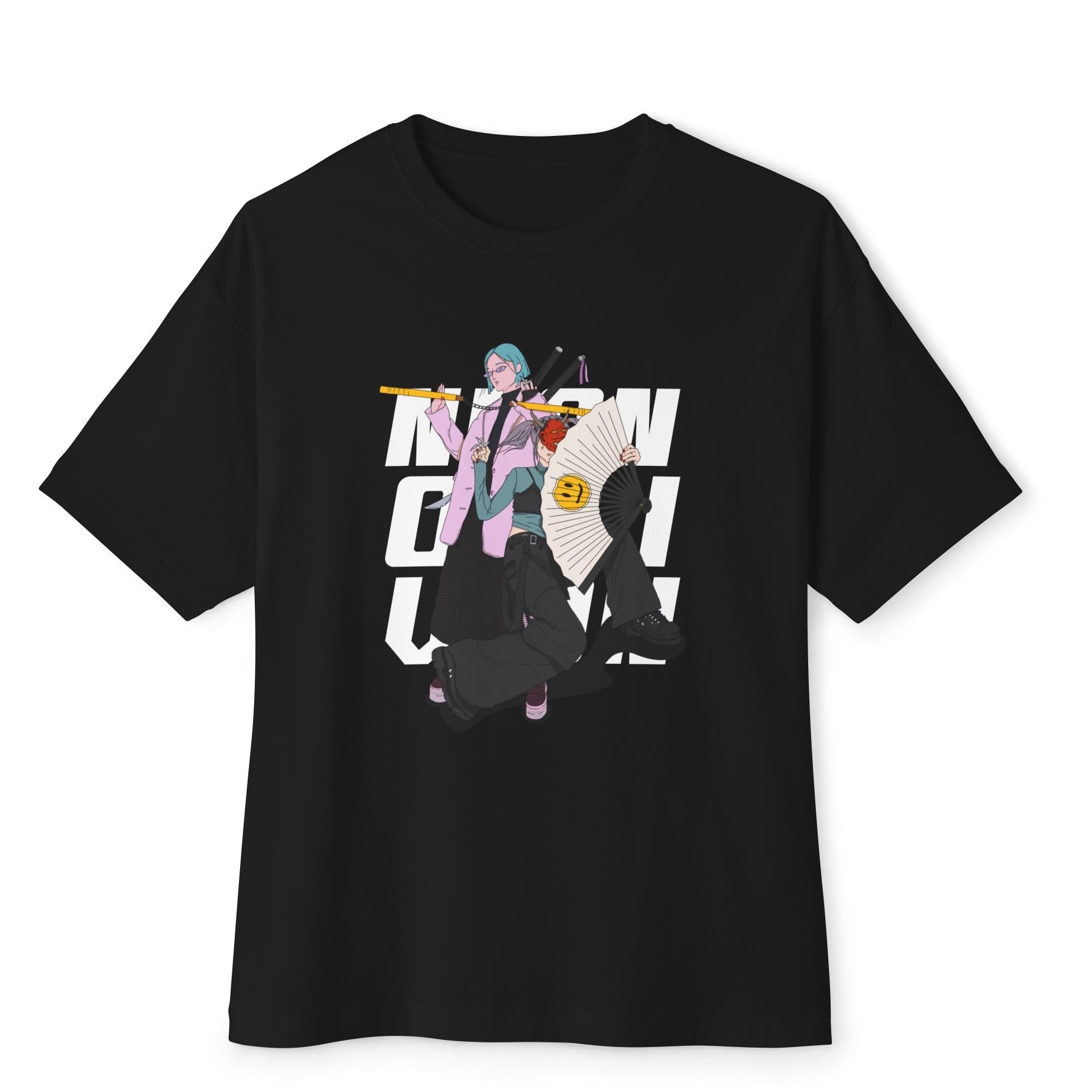 Anime Streetwear Oversized Kadın Tişört – Graphic Print Tee | Urban Style, Japanese Aesthetic