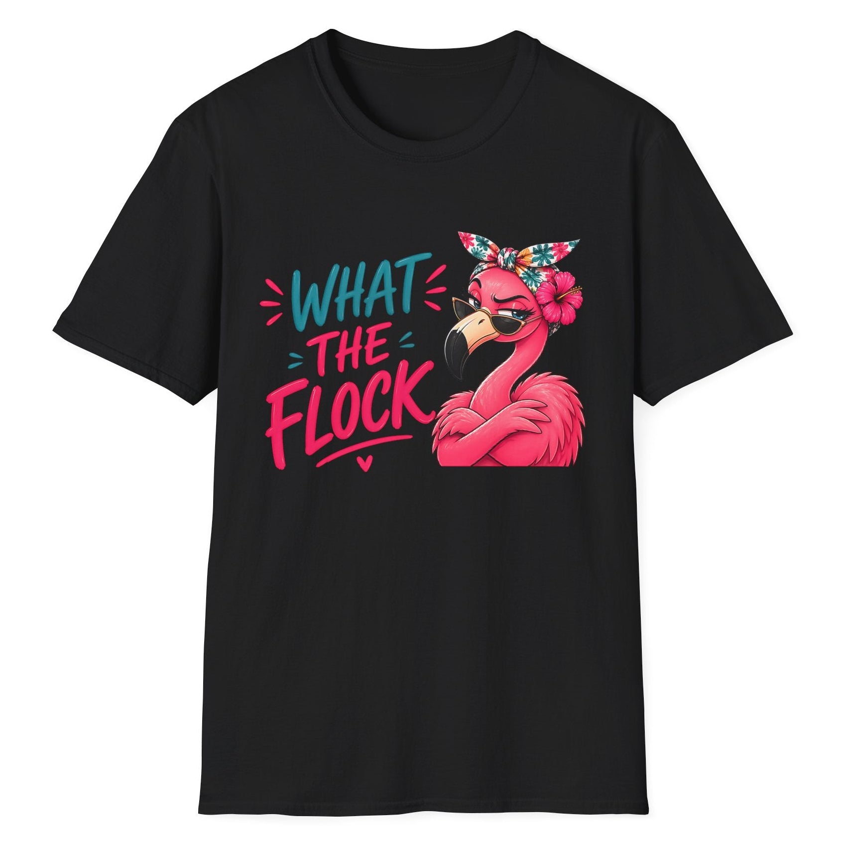 What The Flock Tasarımlı Kadın Straight Fit Tişört – Eğlenceli Flamingo Baskılı