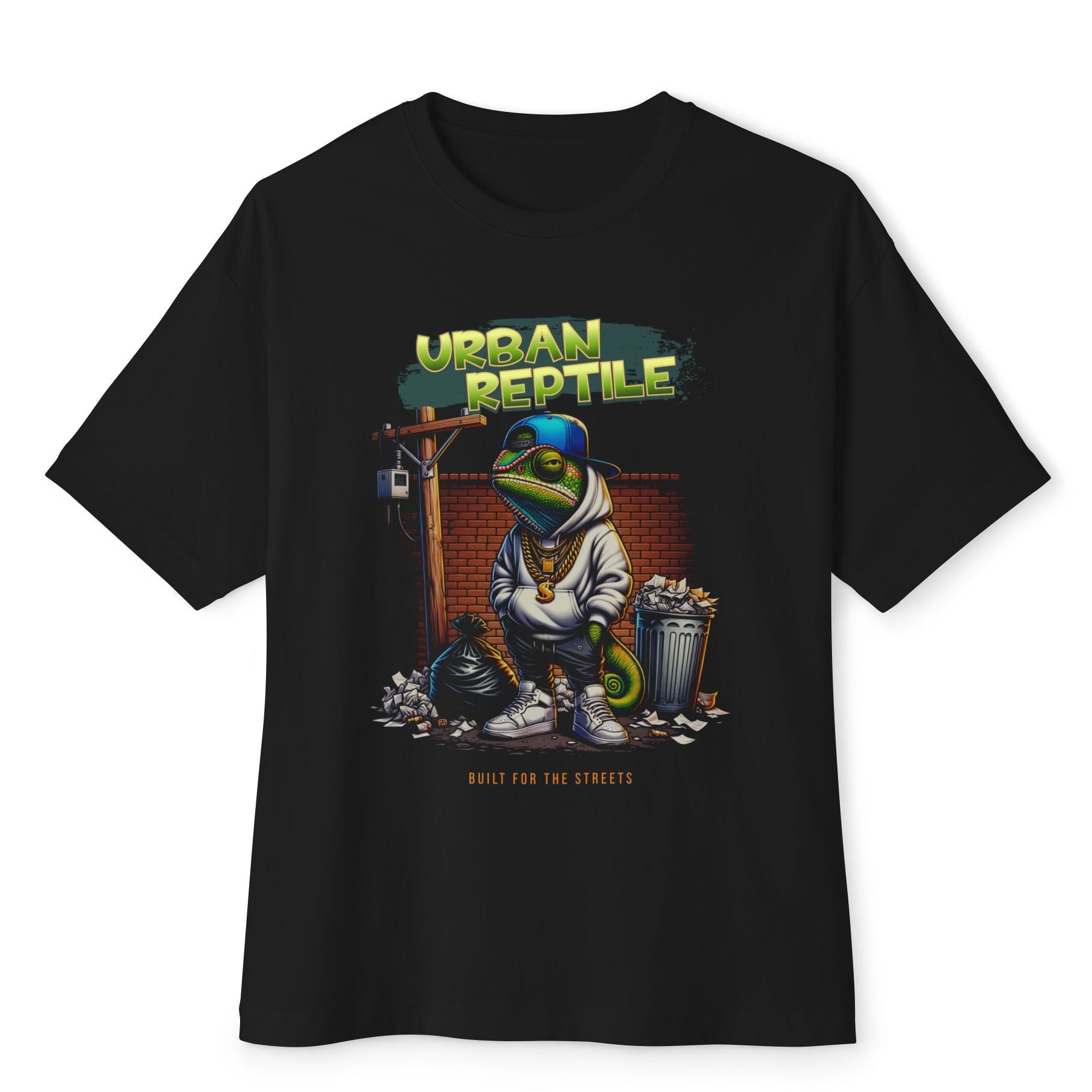 Urban Reptile Oversize Erkek Tişört – Streetwear Grafik Baskılı