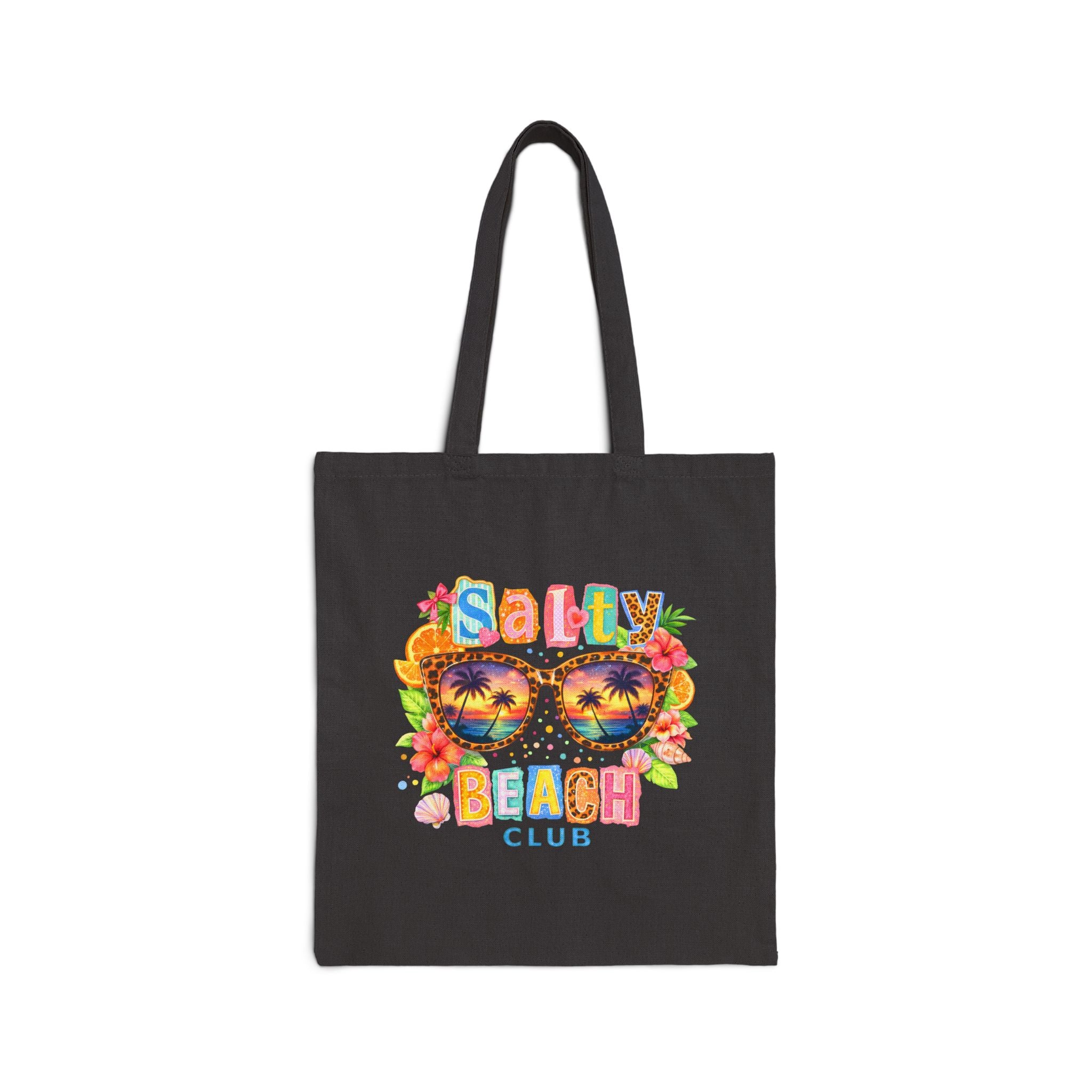 Salty Beach Club Fermuarlı Bez Çanta – Siyah Gabardin & Bej Ham Bez Tote Bag
