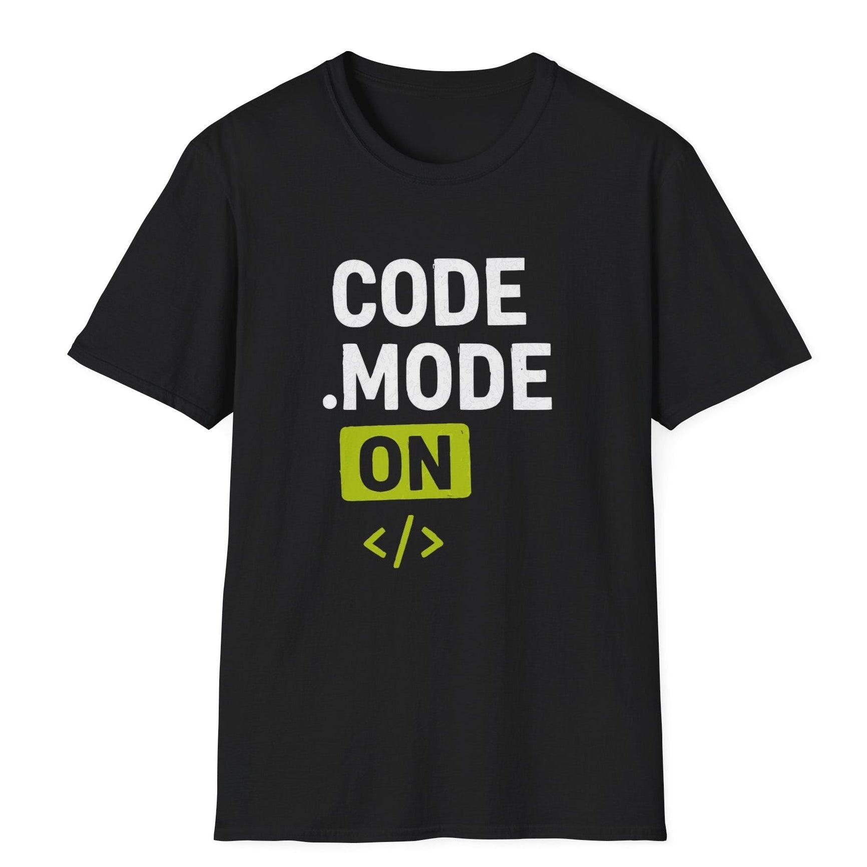 Code Mode ON Baskılı Siyah Regular Fit Tişört – Modern Streetwear Erkek/Kadın T-Shirt