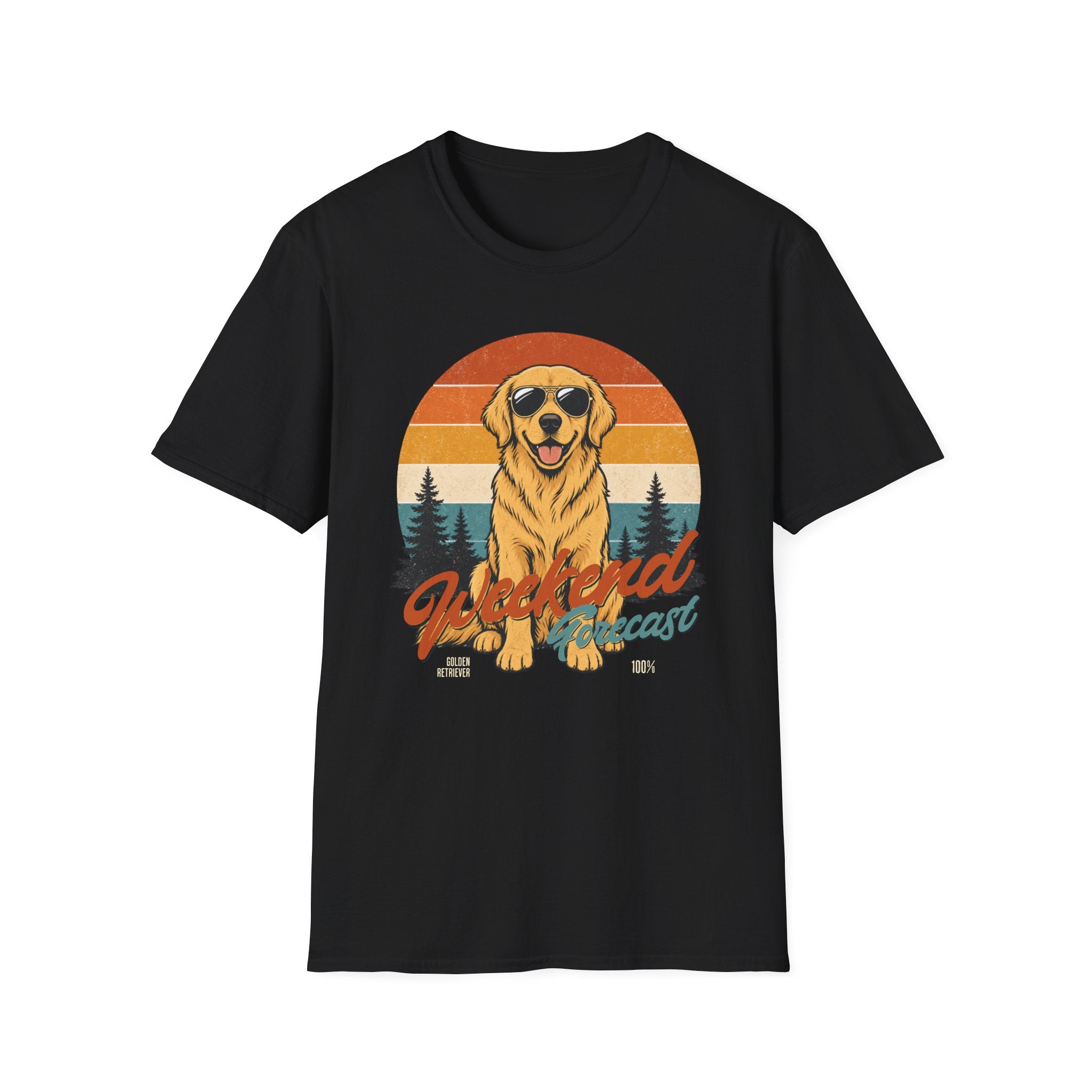 Golden Retriever Baskılı Unisex Straight Fit Tişört