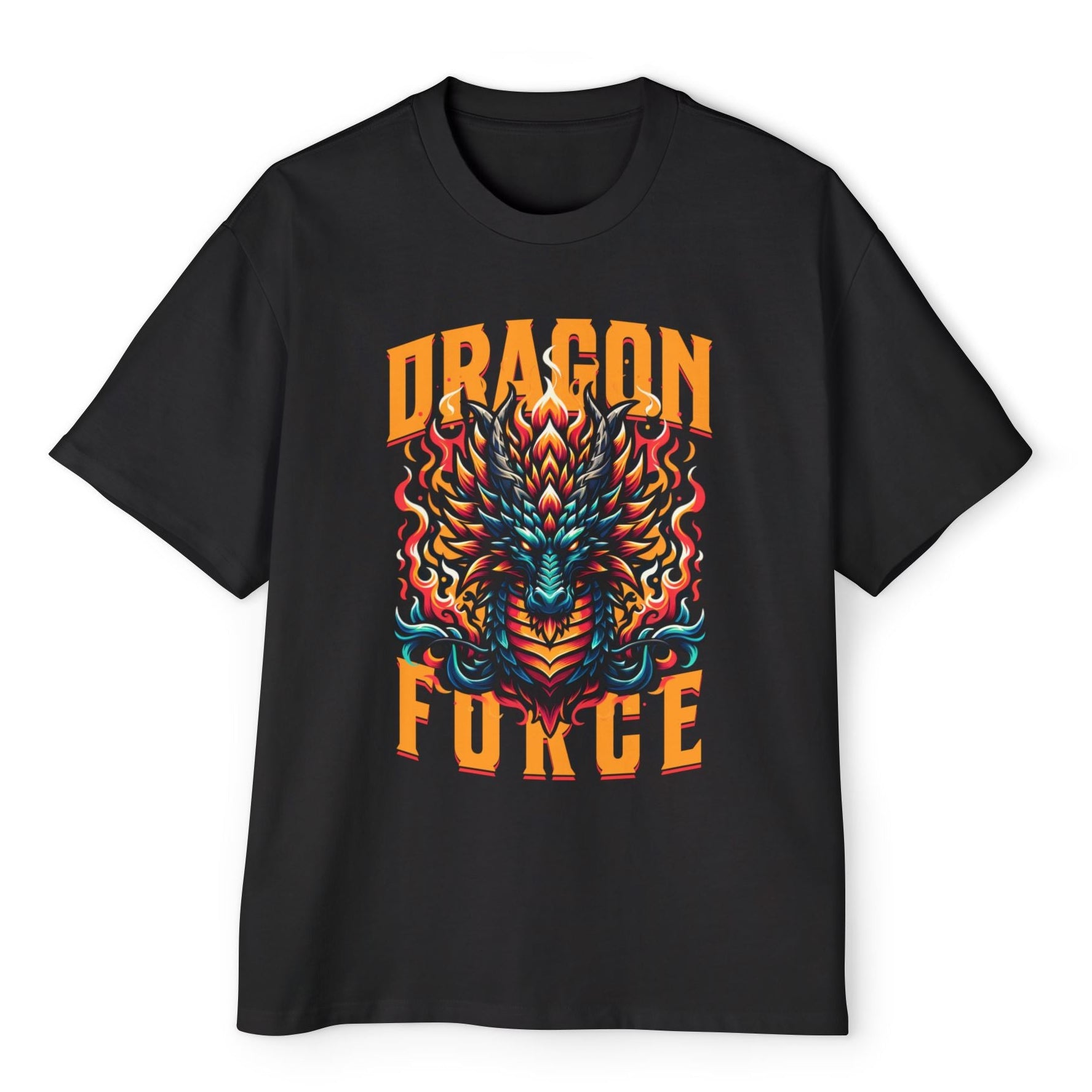 Dragon Force Tişört – Alevli Ejderha Baskılı Erkek Streetwear
