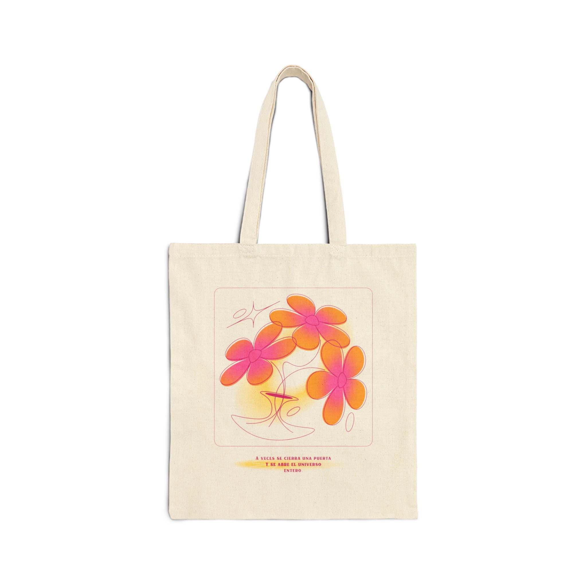 Çiçek Grafik Kanvas Bez Çanta – Modern Tasarım Tote Bag
