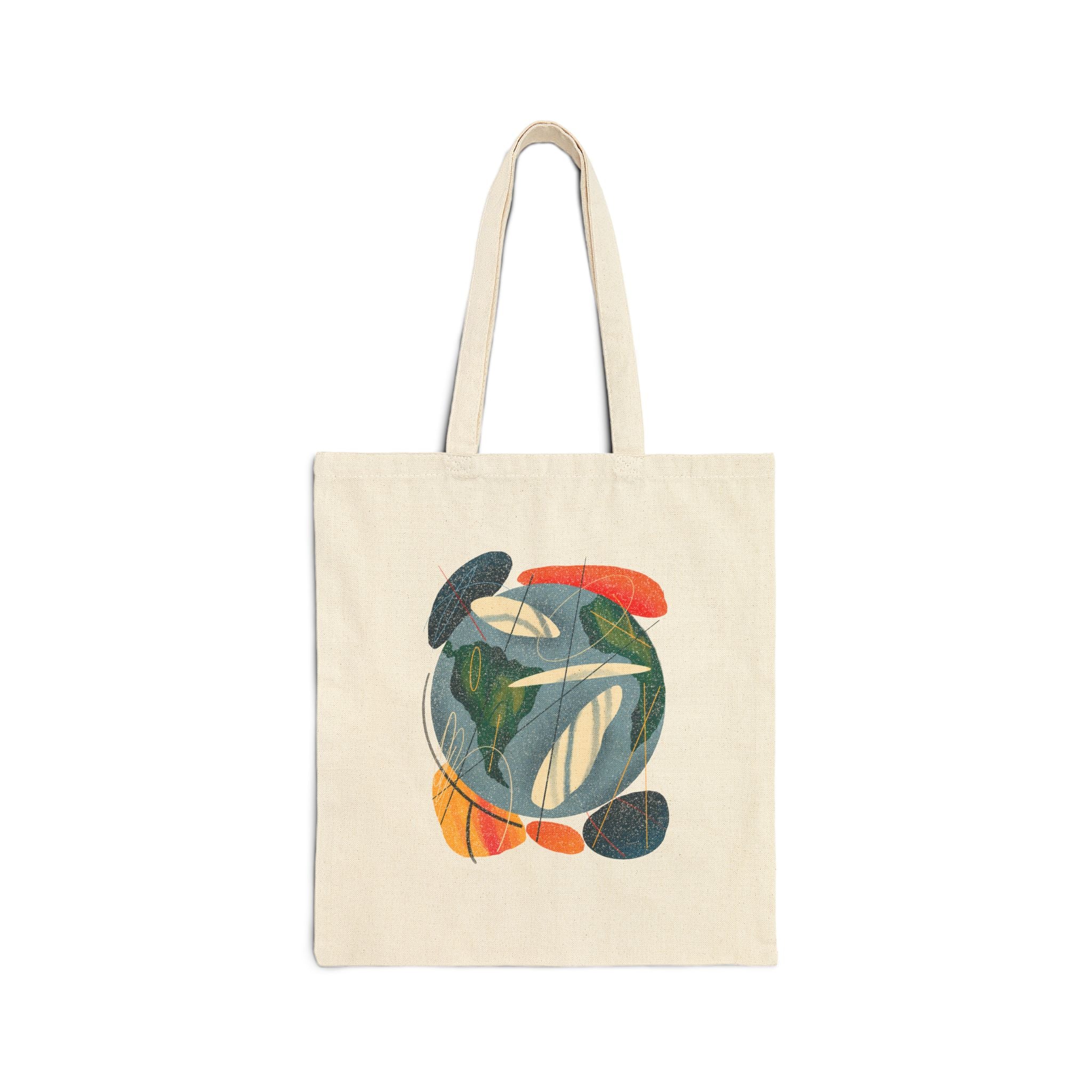 Modern Sanatsal Desenli Canvas Bez Çanta – Estetik Günlük Tote Bag – Doğal Kumaş Alışveriş ve Günlük Kullanım Çantası