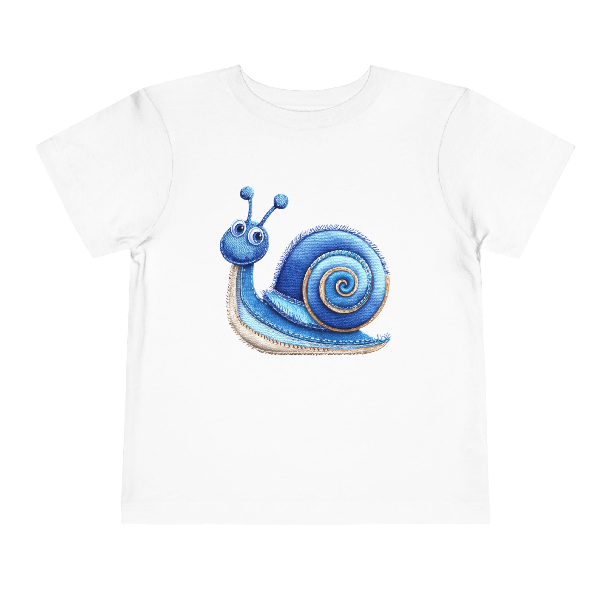 Pamuk Çocuk Tişört – Sevimli Mavi Salyangoz Baskılı Çocuk T-Shirt