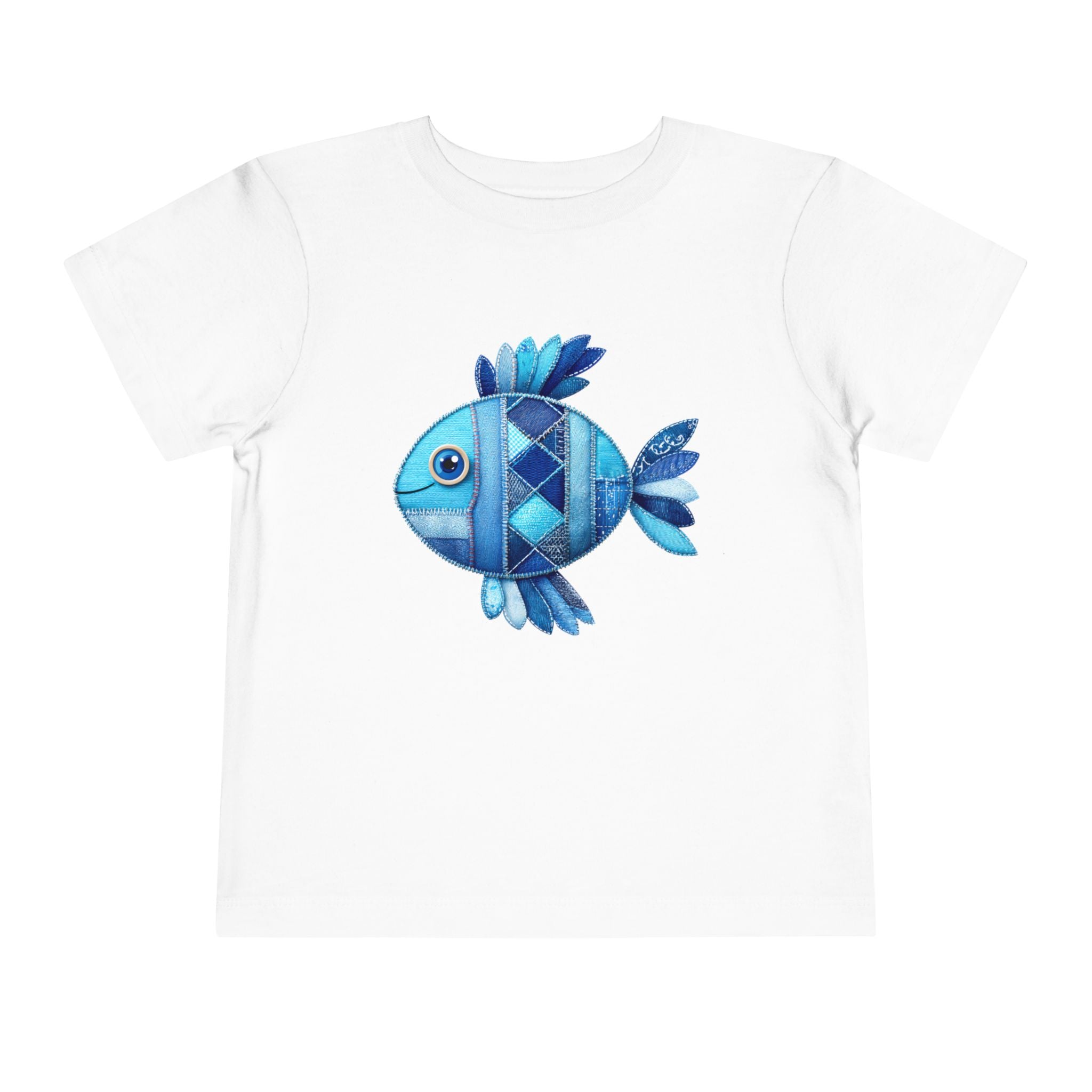 Pamuk Çocuk Tişört – Sevimli Mavi Balık Baskılı Çocuk T-Shirt