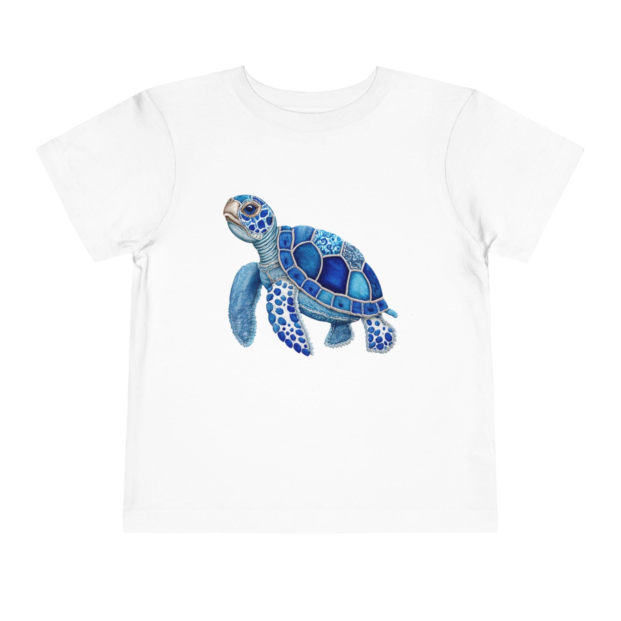 Pamuk Çocuk Tişört – Mavi Deniz Kaplumbağası Baskılı Çocuk T-Shirt