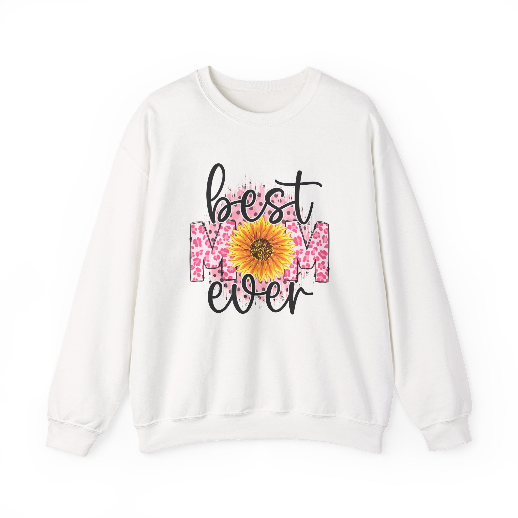 Best Mom Ever – Ayçiçekli Anne Oversize Sweatshirt (Bisiklet Yaka)