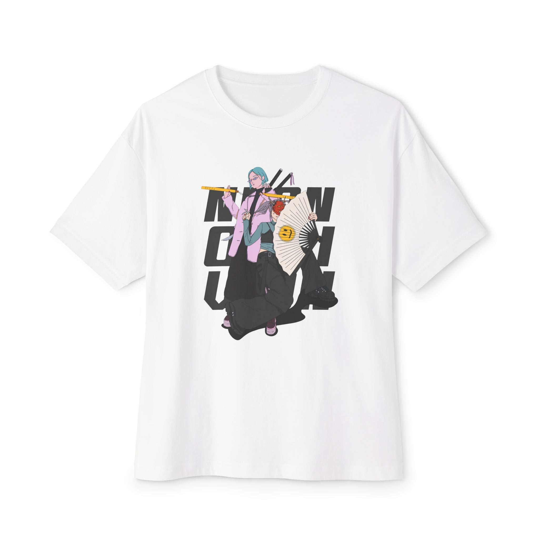 Anime Streetwear Oversized Kadın Tişört – Graphic Print Tee | Urban Style, Japanese Aesthetic