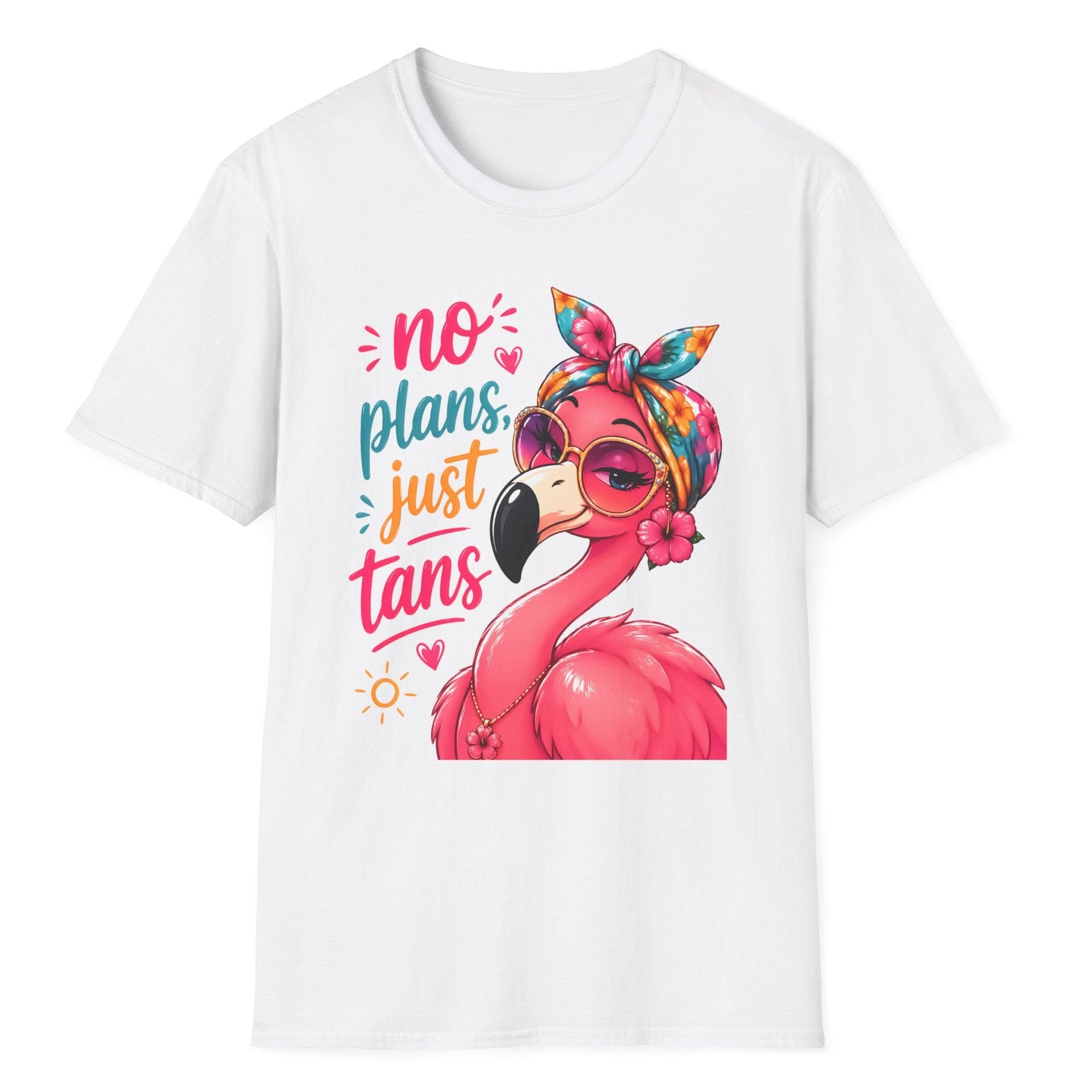 No Plans, Just Tans – Flamingo Baskılı Straight Fit Kadın Tişört