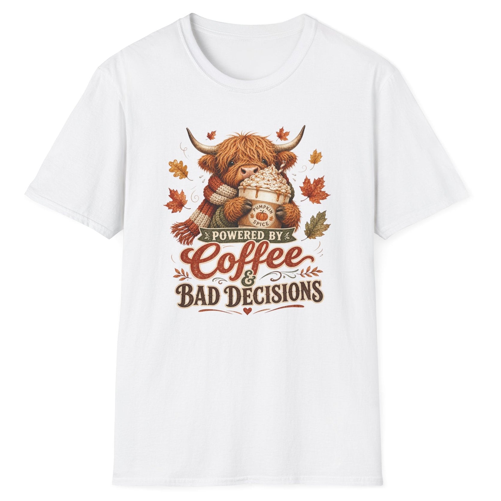 Powered by Coffee & Bad Decisions Kadın Straight Fit Tişört