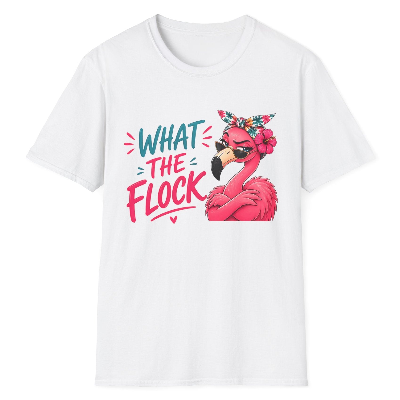 What The Flock Tasarımlı Kadın Straight Fit Tişört – Eğlenceli Flamingo Baskılı