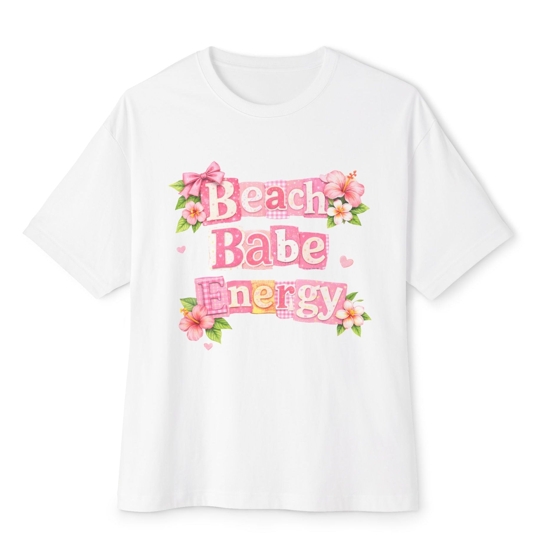 Beach Babe Energy Oversize Kadın Tişört – Yaz Temalı Baskılı Tişört