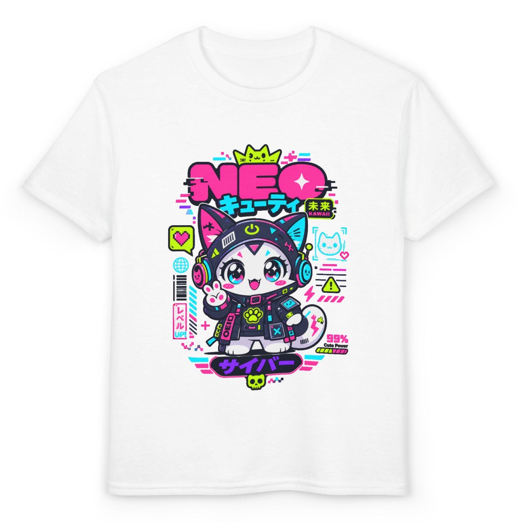 Neo Kawaii Kedi Kız Çocuk Tişörtü