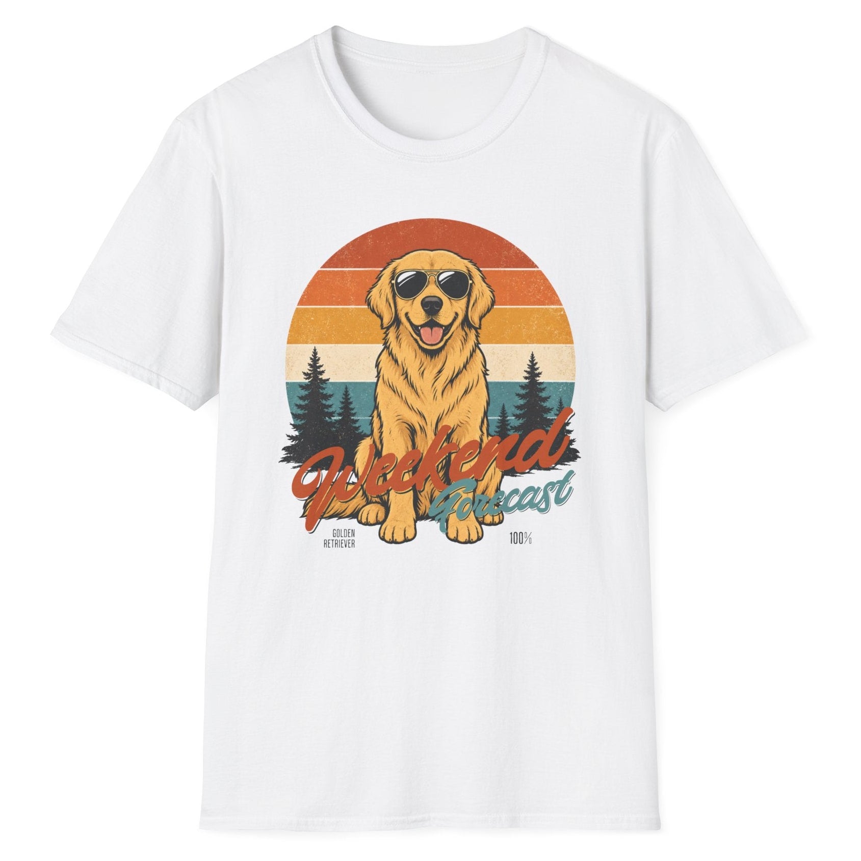 Golden Retriever Baskılı Unisex Straight Fit Tişört