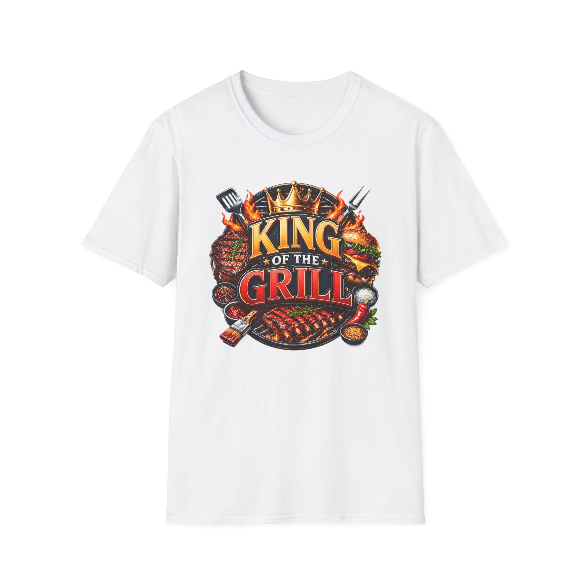 King of the Grill Erkek Regular Fit Tişört – Barbekü Ustası Baba Tasarımı