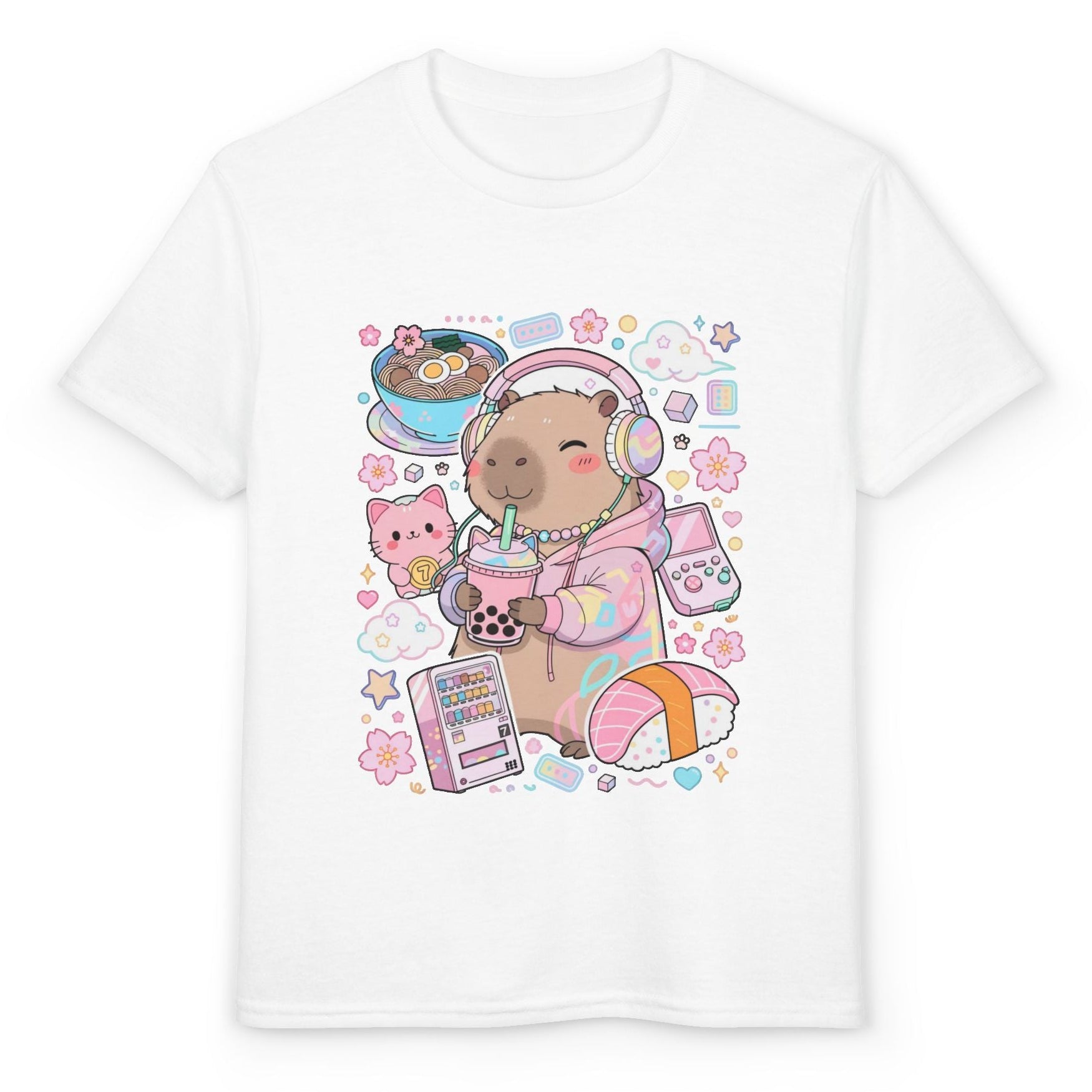 Sevimli Kapibara Çocuk Tişörtü – Kawaii Japon Tasarımı