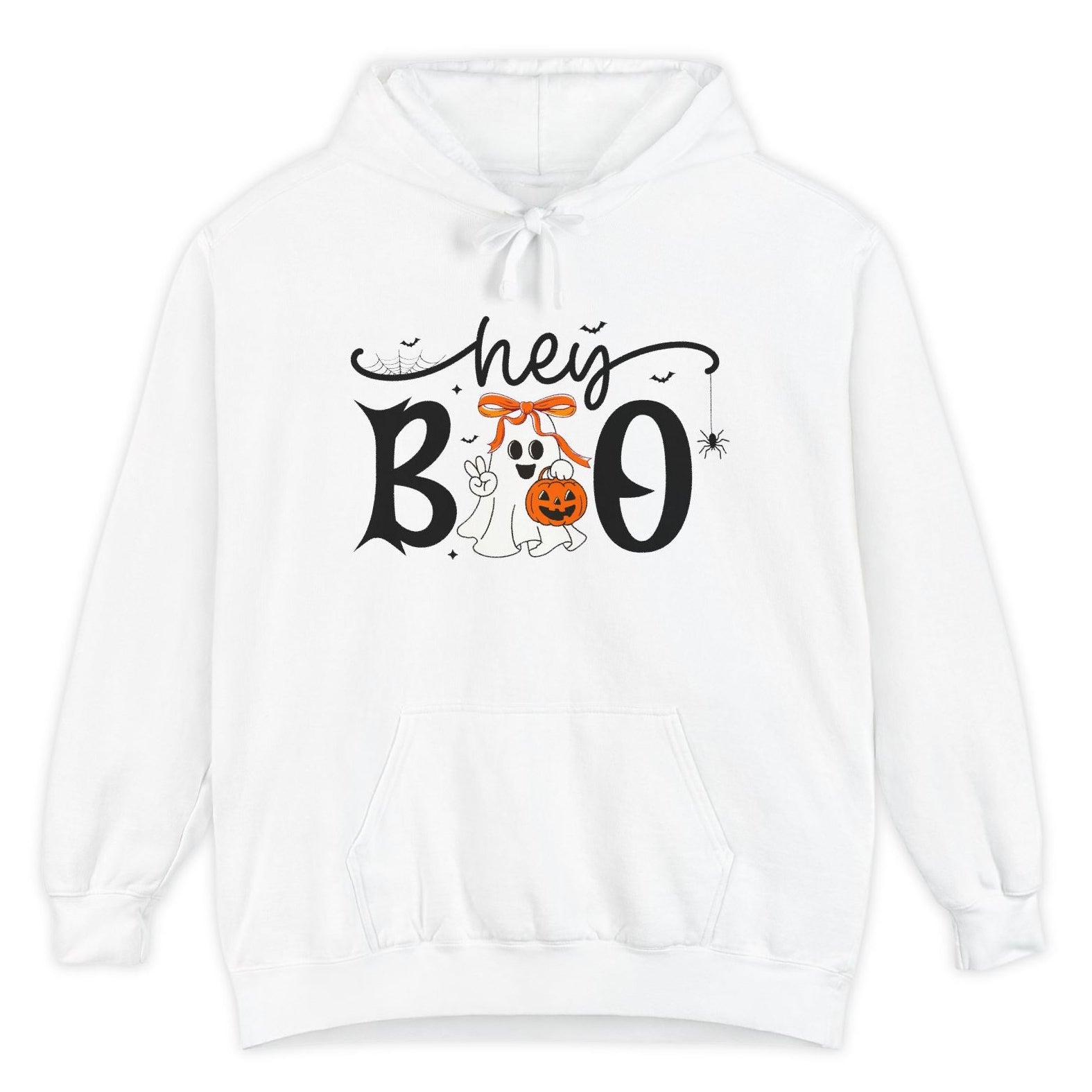 Hey Boo Baskılı Unisex Kapüşonlu Sweatshirt – Ön & Arka Baskılı