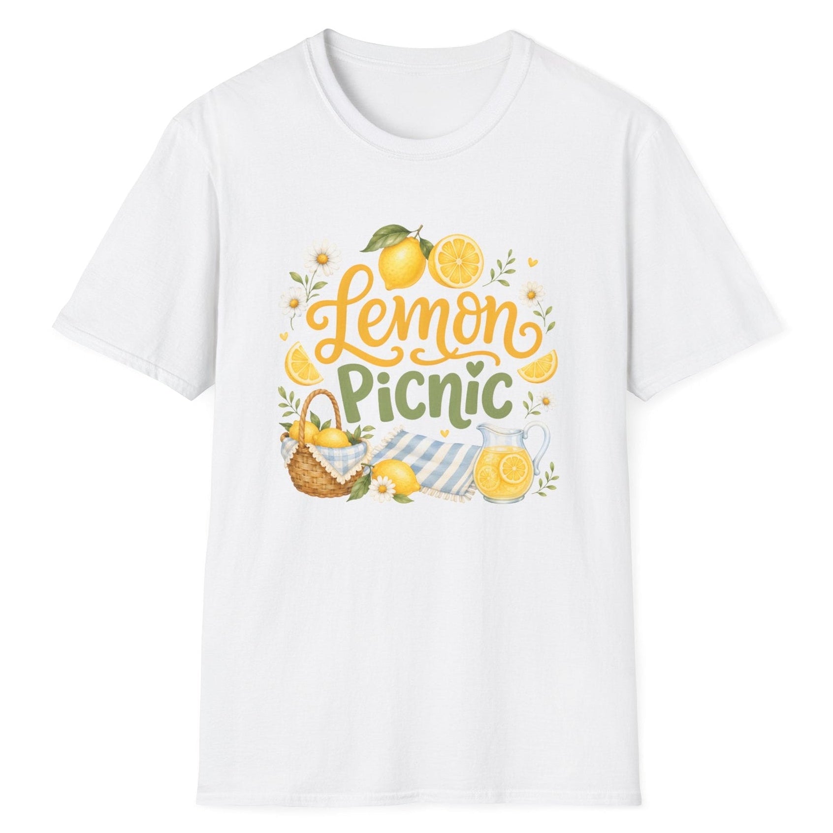 Lemon Picnic Kadın Tişört – Yaz Temalı Limon Baskılı Straight Fit Tişört