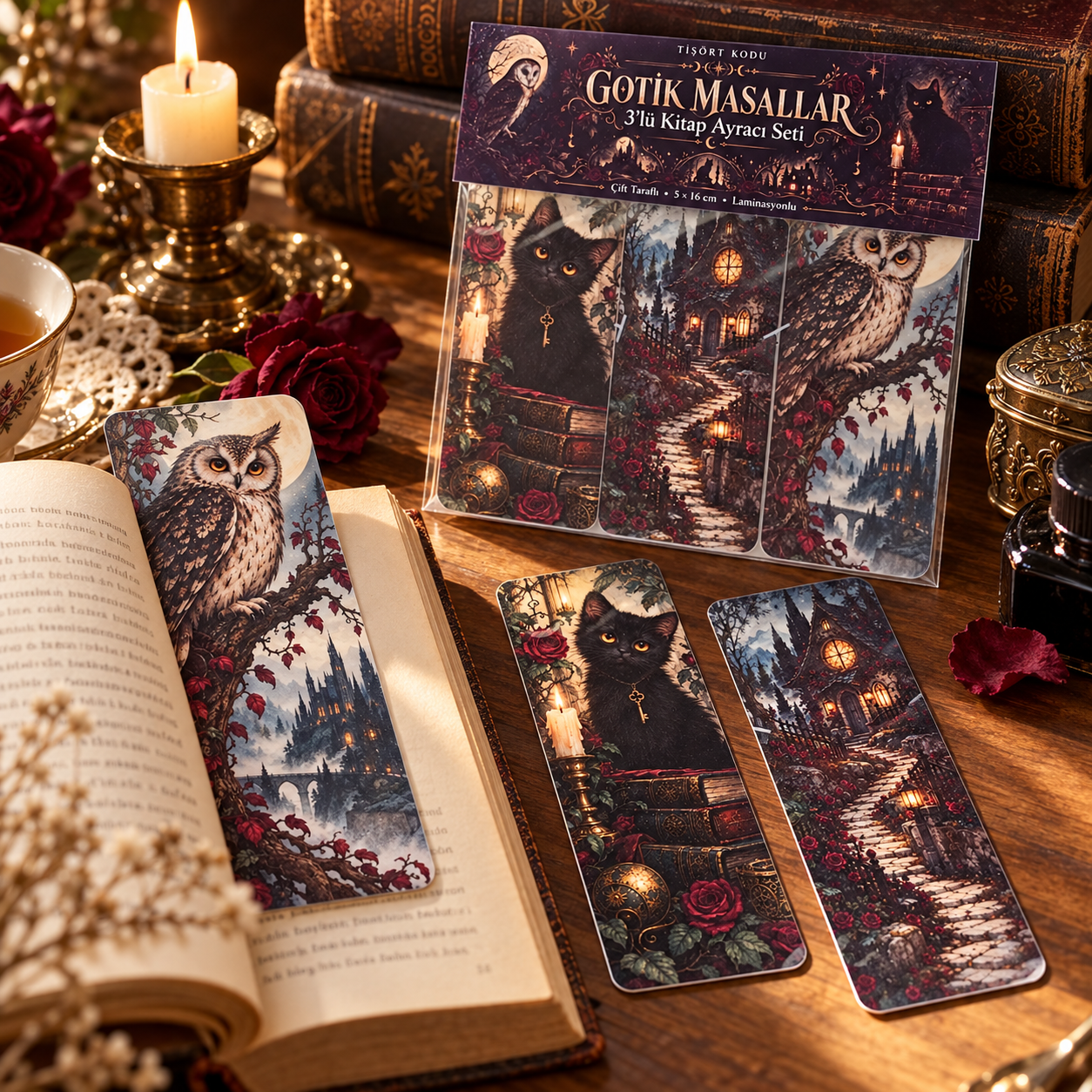 Gotik Masallar Çift Taraflı Kitap Ayracı Seti – 3’lü