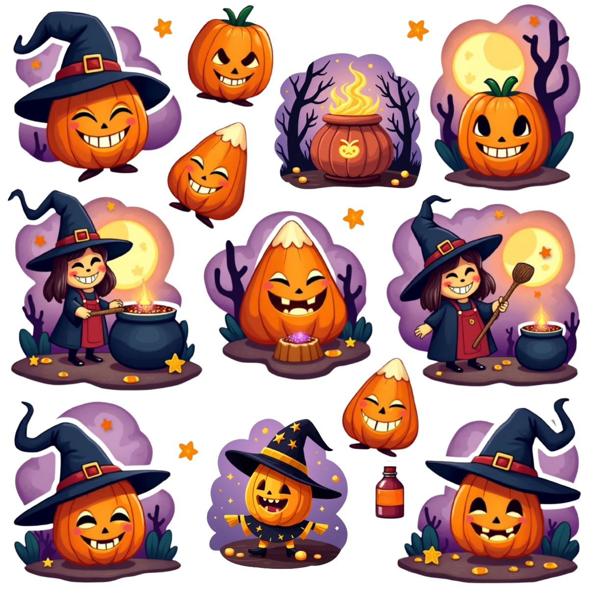 Tatlı Hayaletler ve Kedi Arkadaşlar – 3 Sayfa (15x15 cm) Stiker Seti