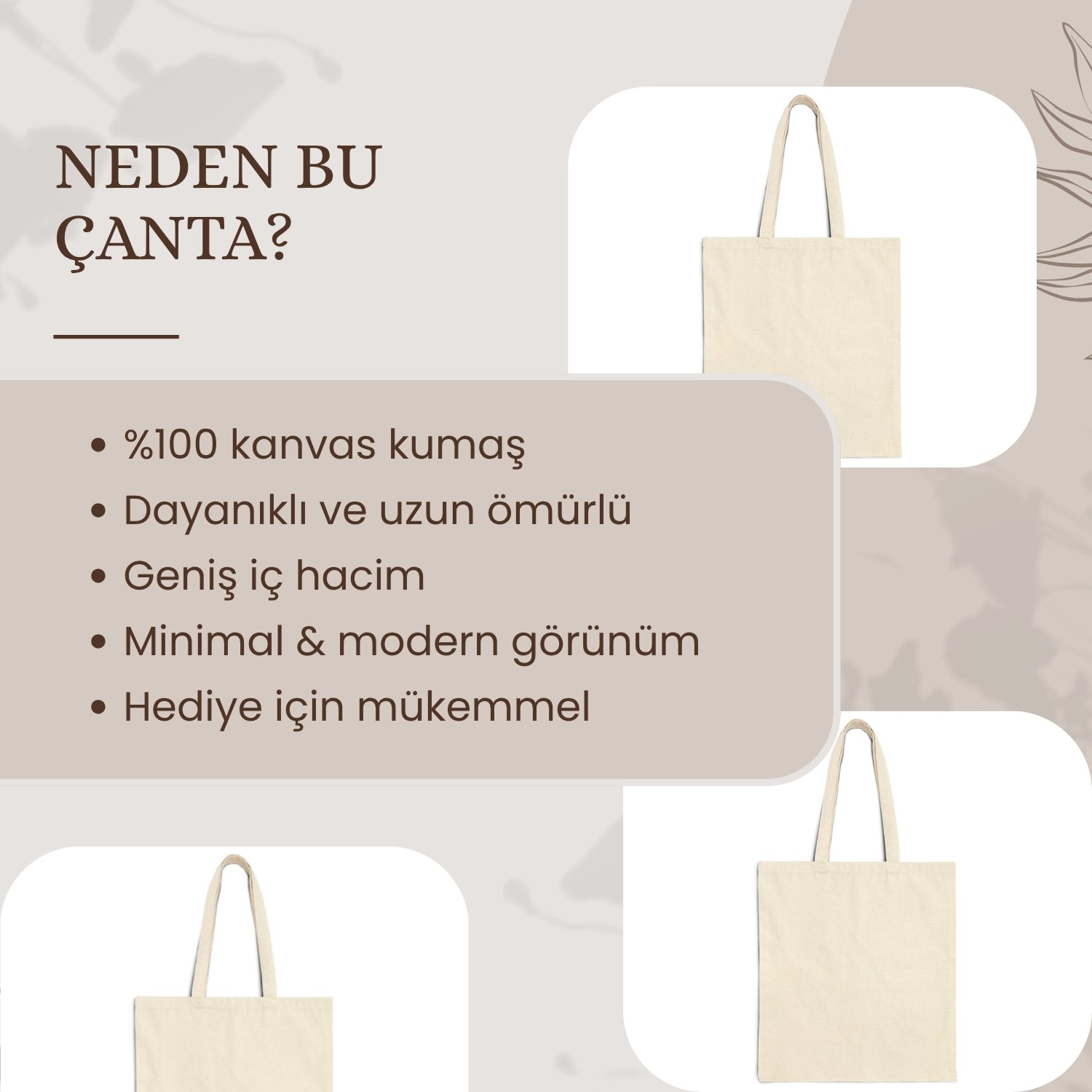 Kişiselleştirilebilir Kanvas Tote Çanta 35x40 cm | İsimli & Özel Tasarım Bez Çanta