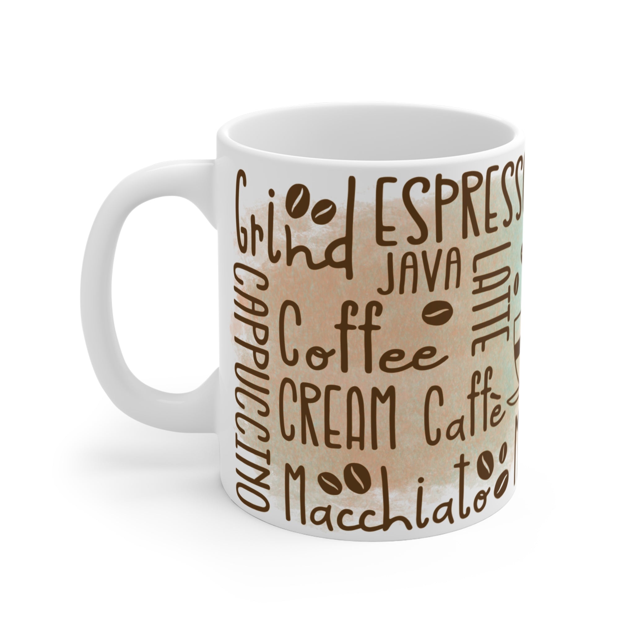 Coffee Lover Porselen Kupa - Cappuccino • Espresso • Latte • Mocha Tasarımlı