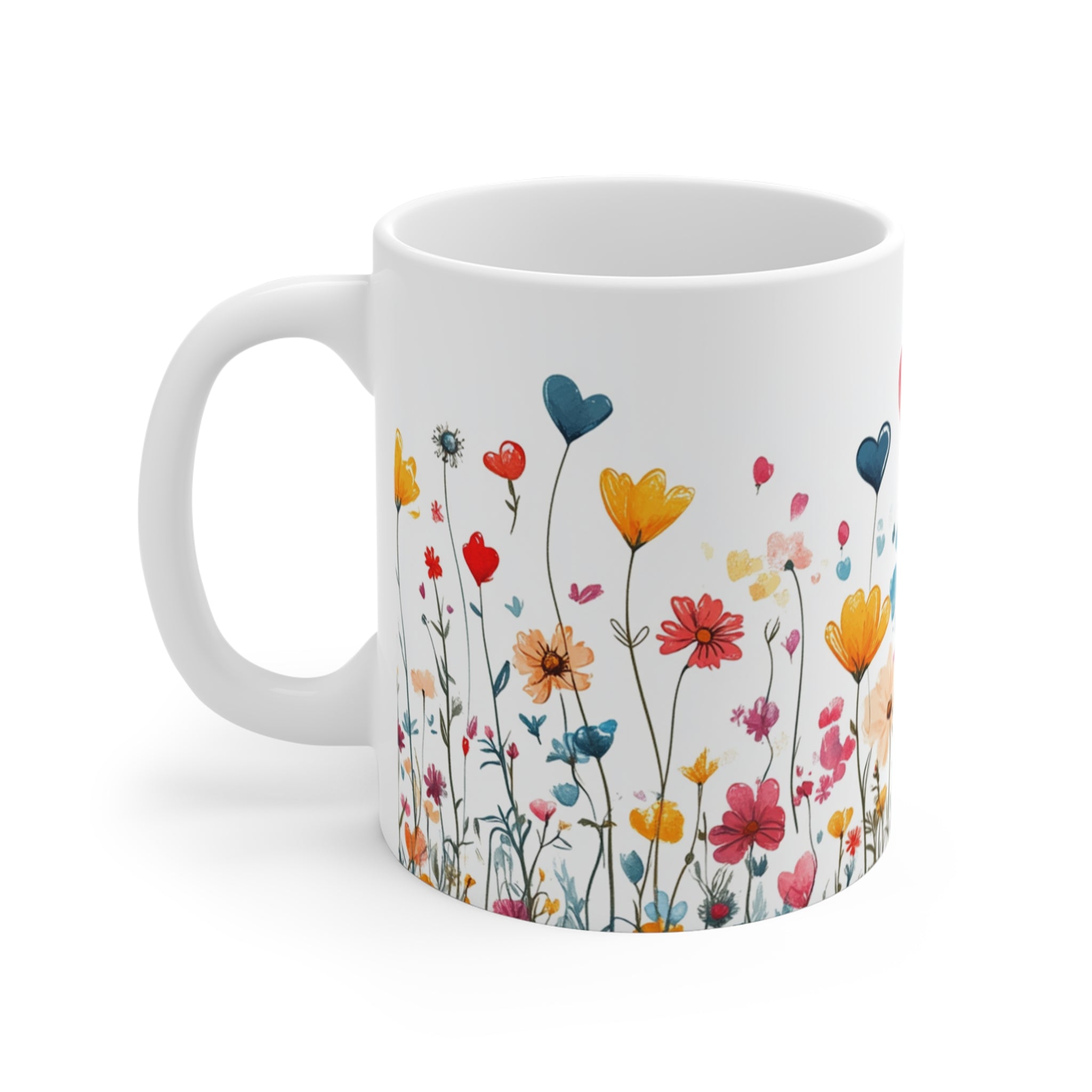 Kalpli Çiçekler – Romantik Porselen Kupa