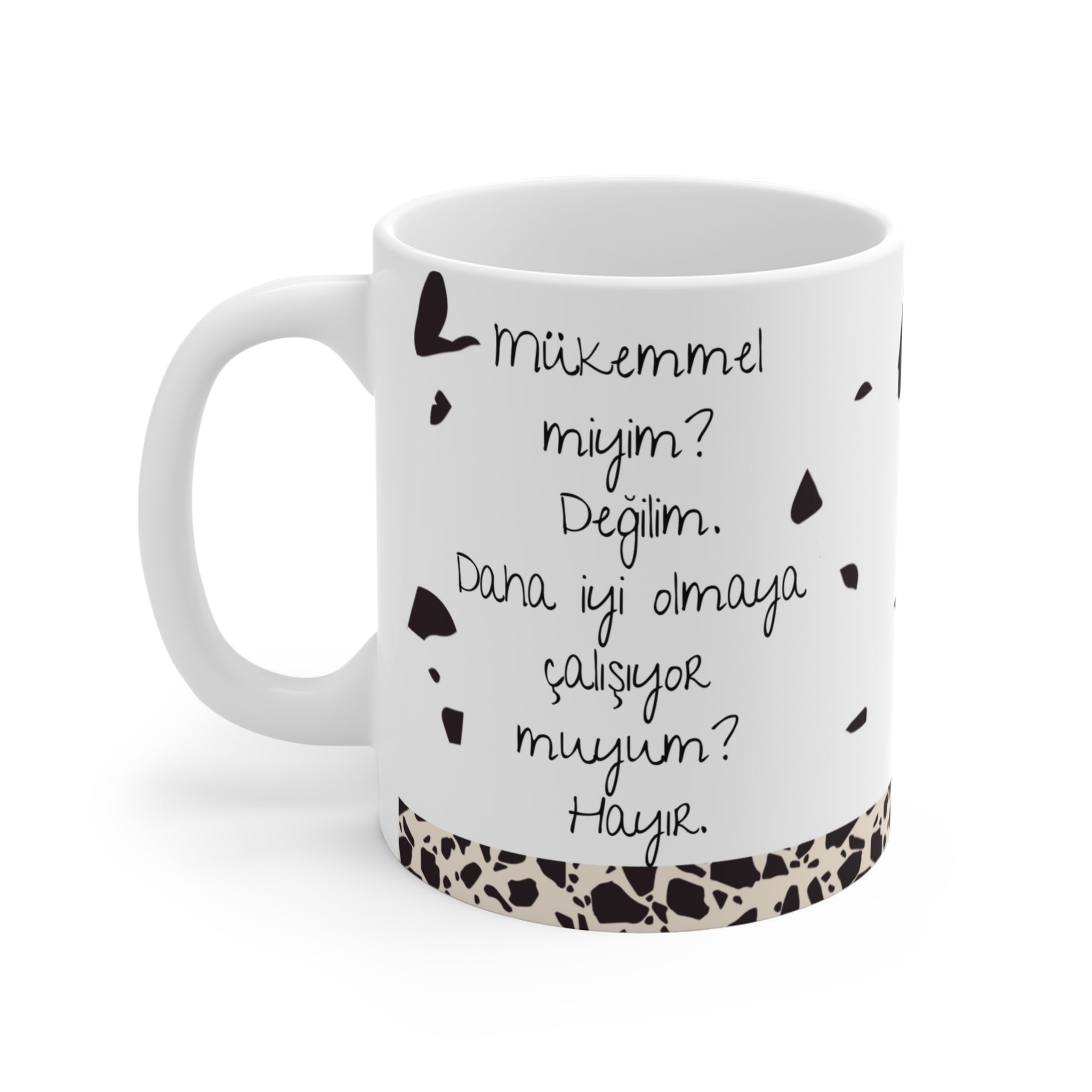 Mükemmel Miyim? Hayır. – Sarkastik Kedi Tasarımlı Porselen Kupa