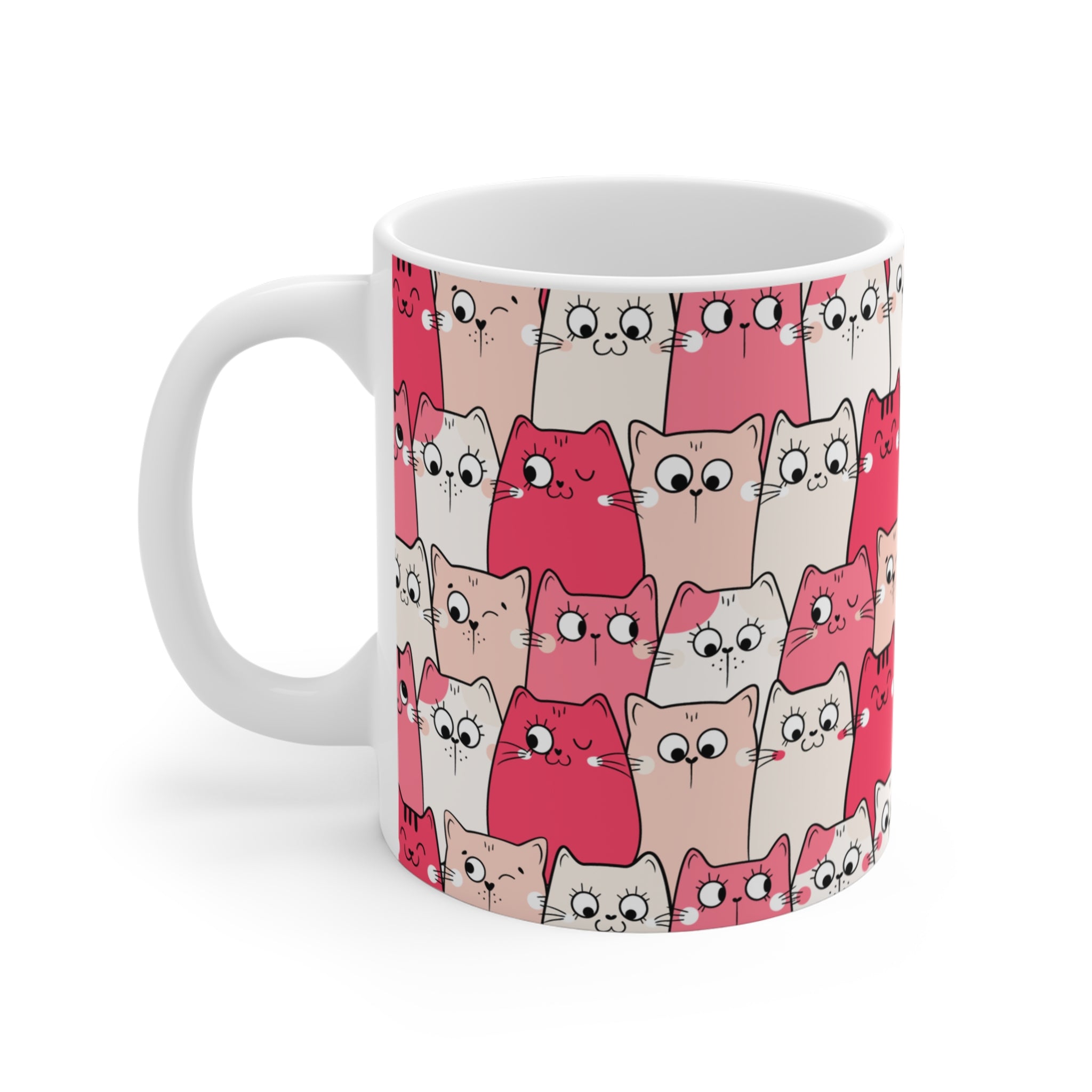 Sevimli Kediler Desenli Porselen Kupa