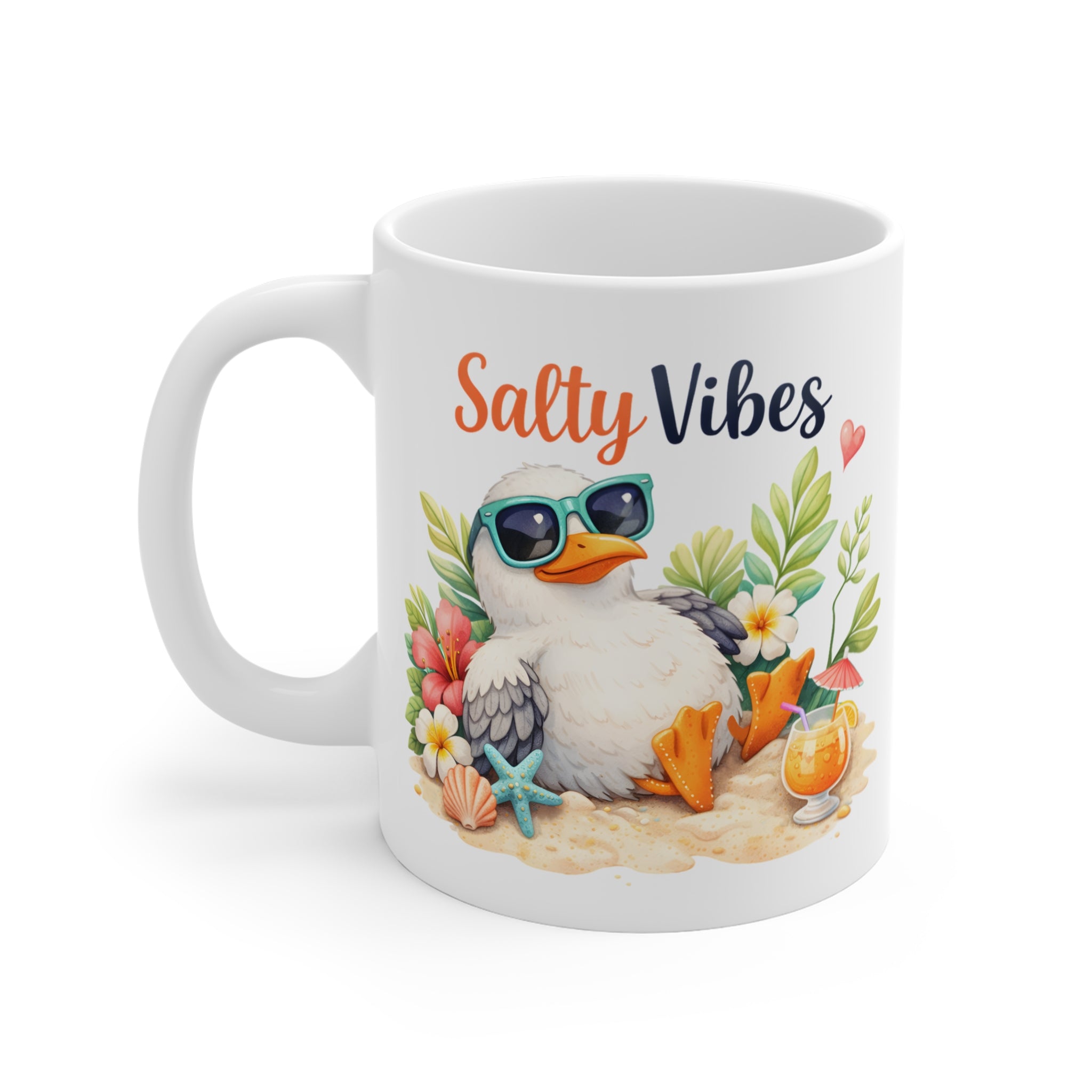 Salty Vibes Porselen Kupa – Yaz Temalı Martı Kahve Mug