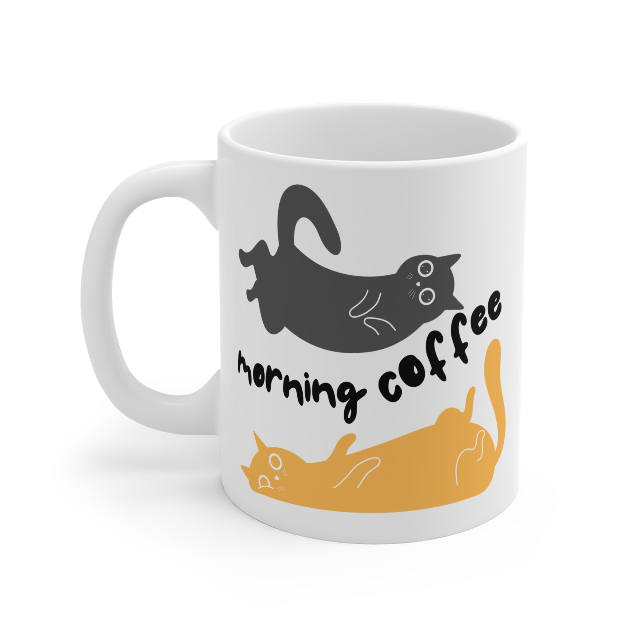 Morning Coffee Cat Porselen Kupa – Sevimli Kedili Kahve Kupası