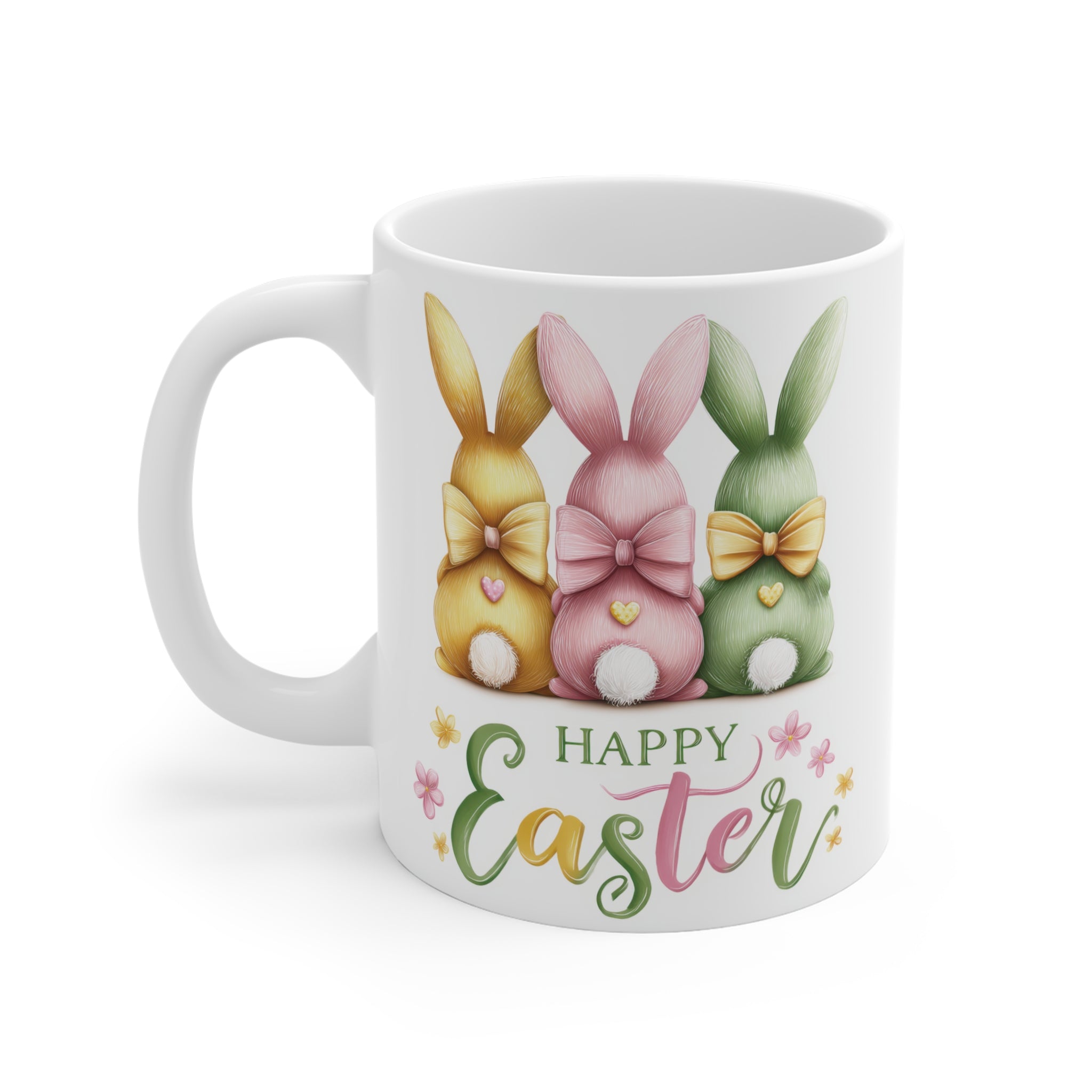 Happy Easter Porselen Kupa – Tavşan Temalı Paskalya Kupa, Sevimli Bahar Desenli Kupa