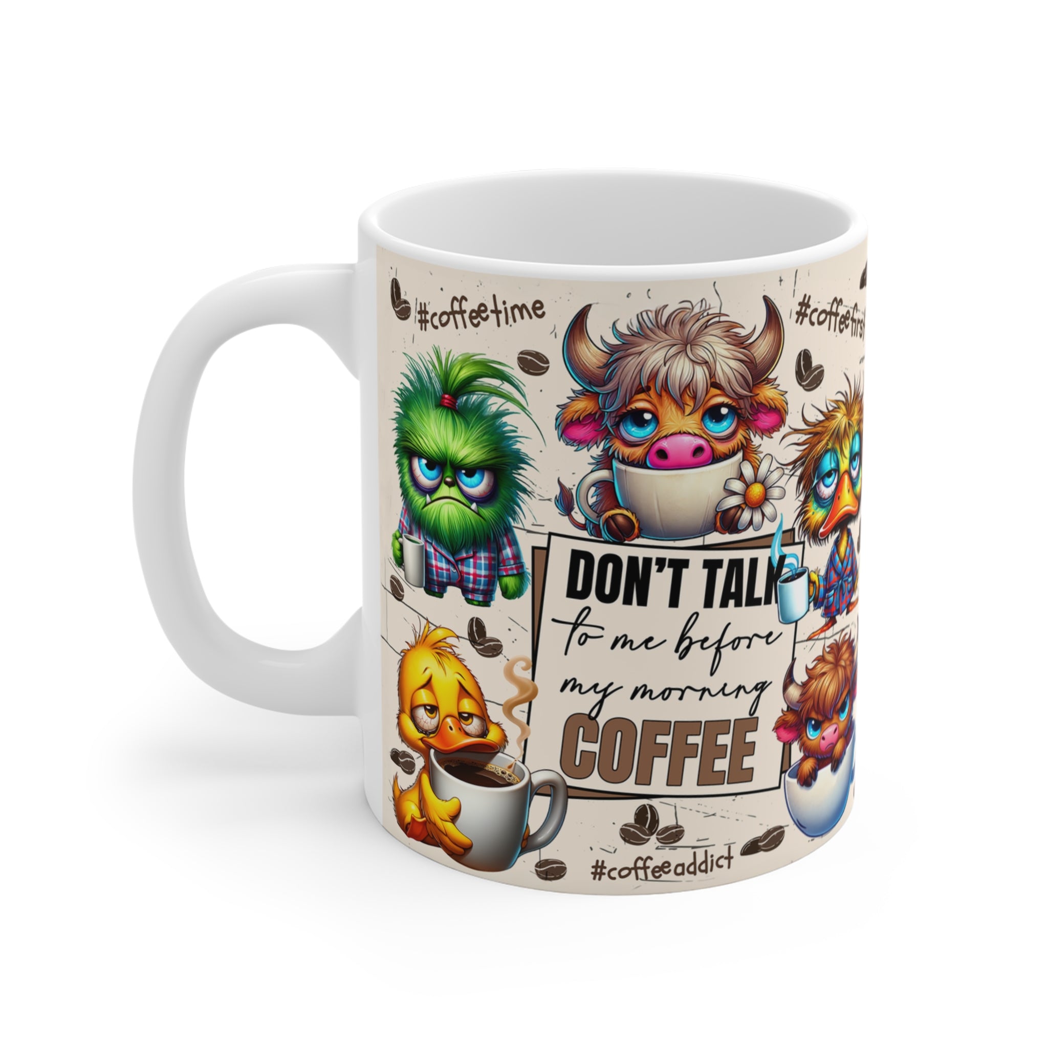 Don’t Talk Before My Morning Coffee – Eğlenceli Hayvan Figürlü Porselen Kupa