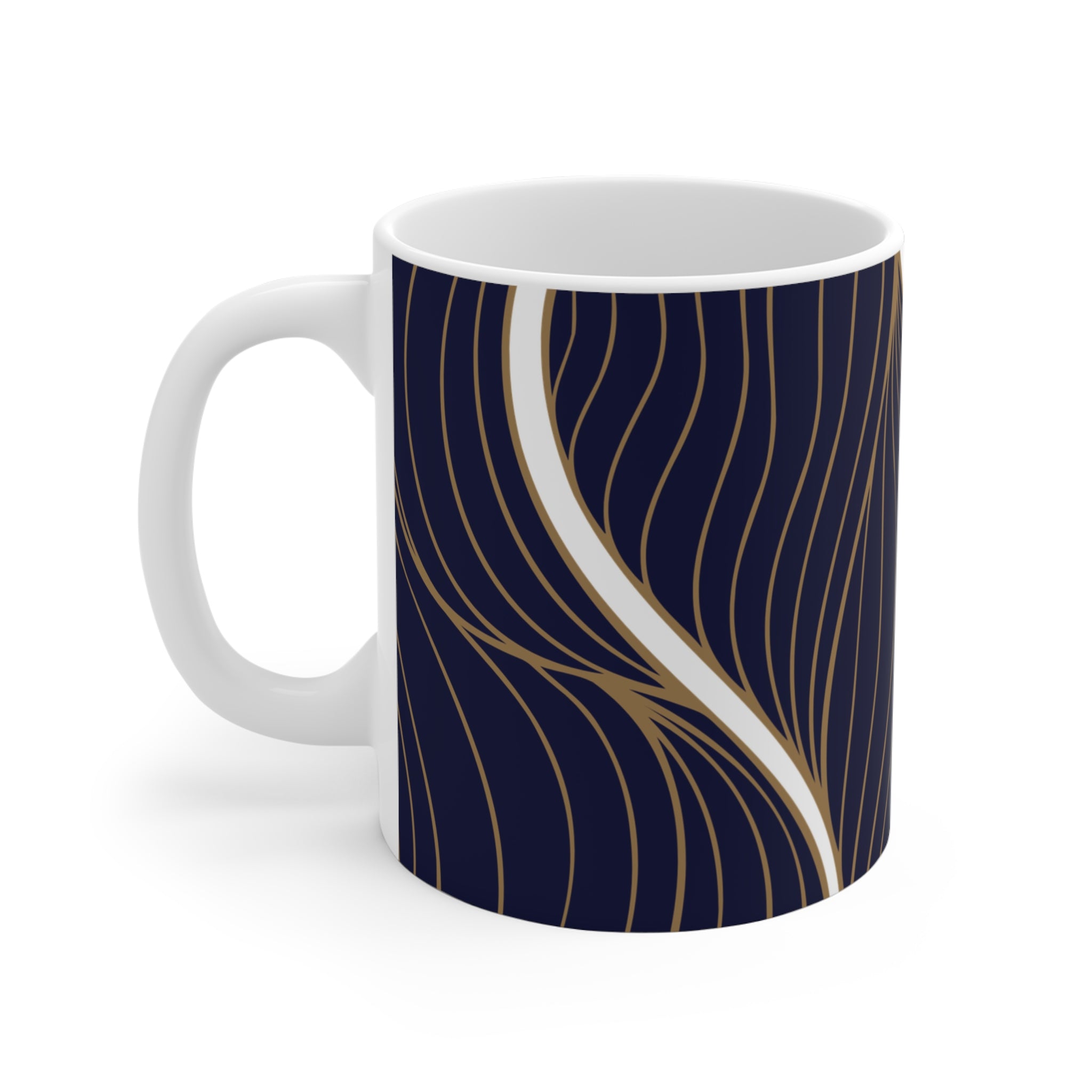 Gold Flow – Minimal Line Art Porselen Kupa