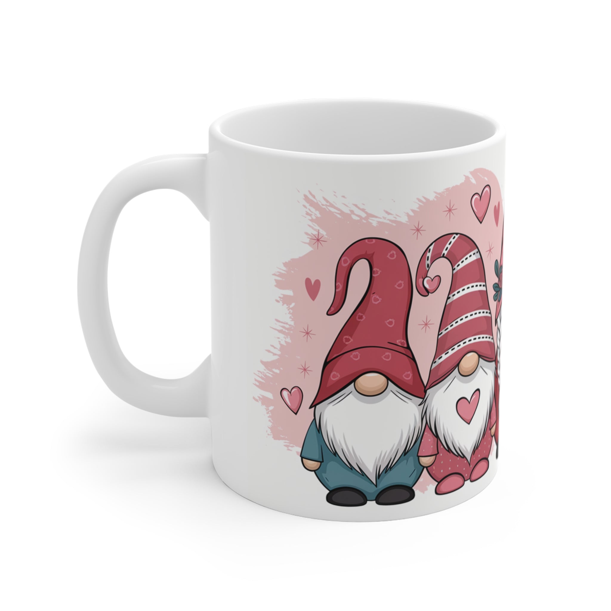 Sevimli Aşk Cüceleri Porselen Kupa – Kalp Temalı Tasarım