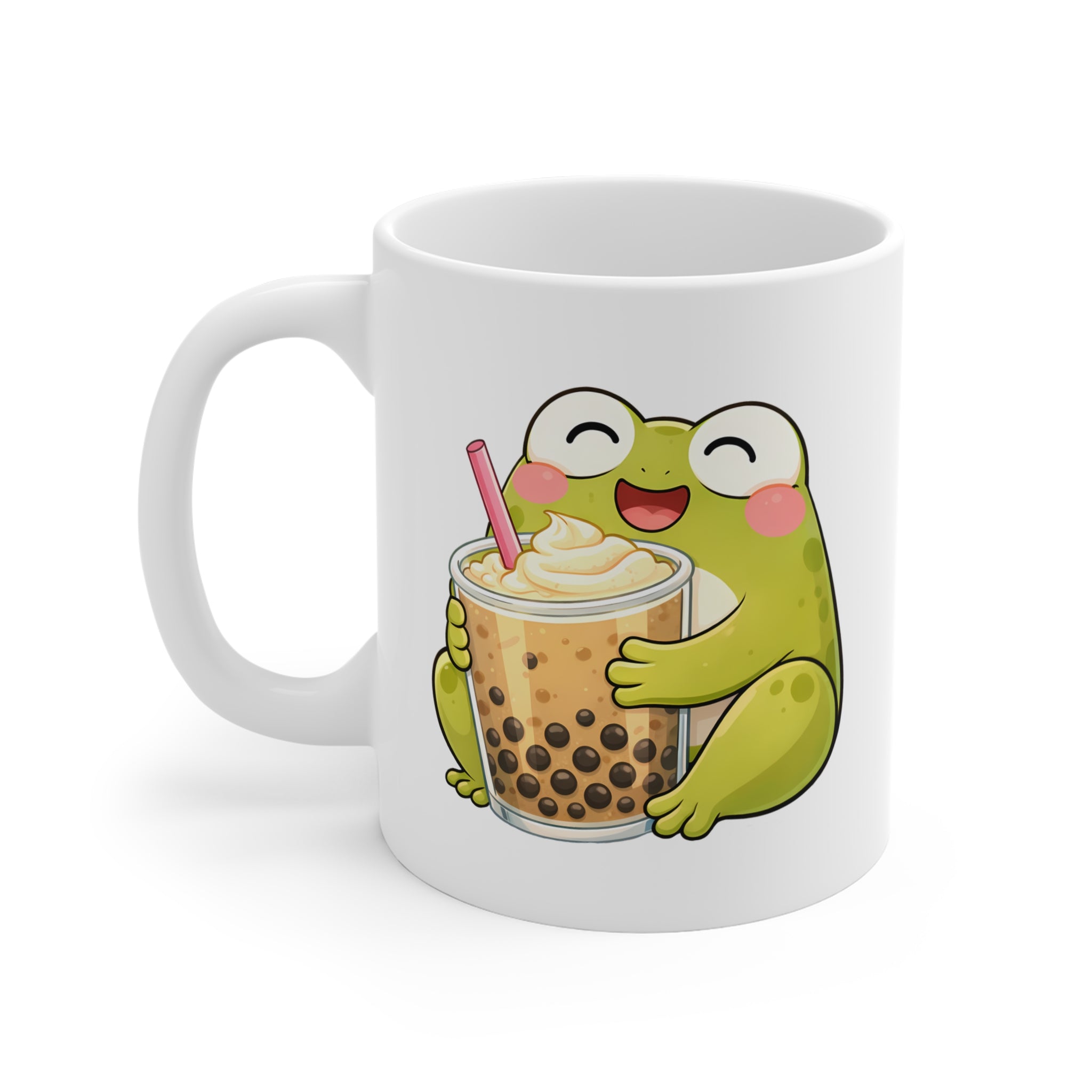 Bubble Tea Seven Kurbağa Tasarımlı Porselen Kupa – Eğlenceli Boba Kahve Kupası
