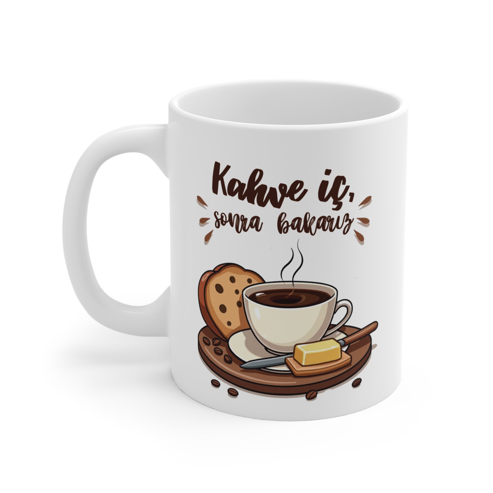 Kahve İç, Sonra Bakarız – İllüstrasyonlu Porselen Kupa