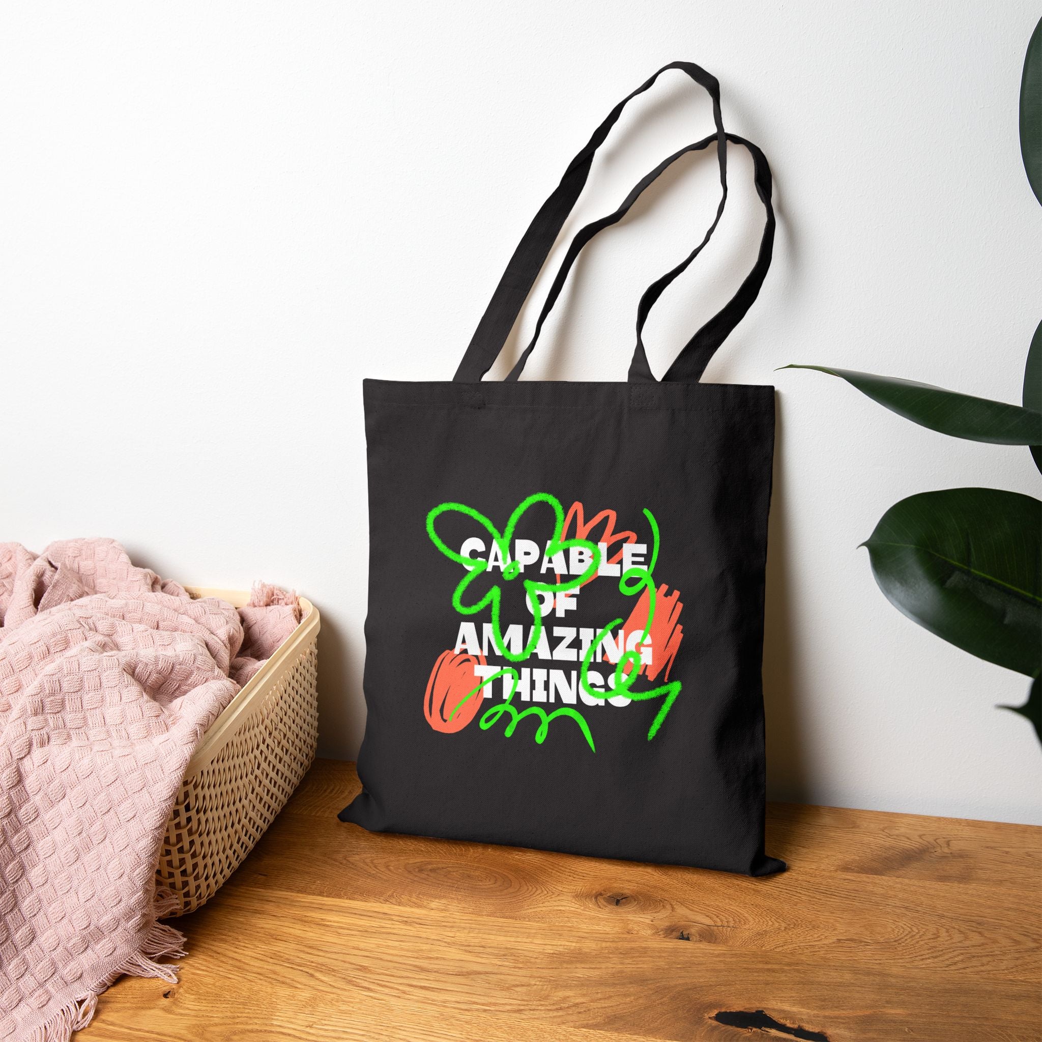 Capable of Amazing Things – Gabardin Fermuarlı Tote Çanta