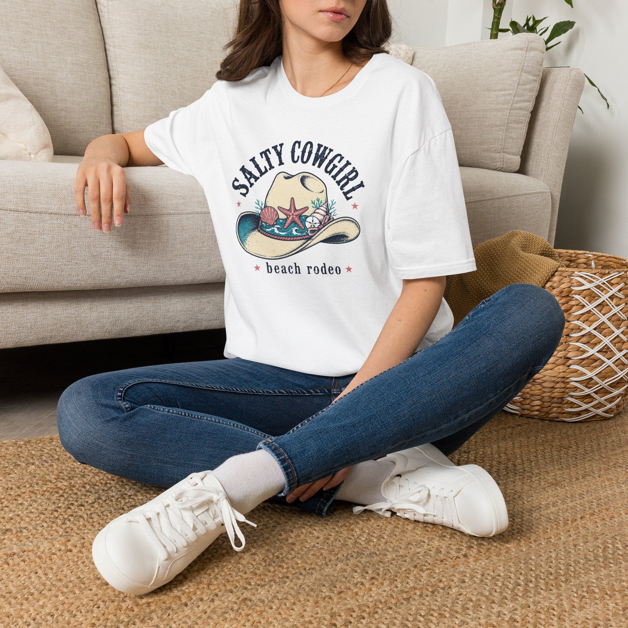 Salty Cowgirl Beach Rodeo Kadın Straight Fit Tişört