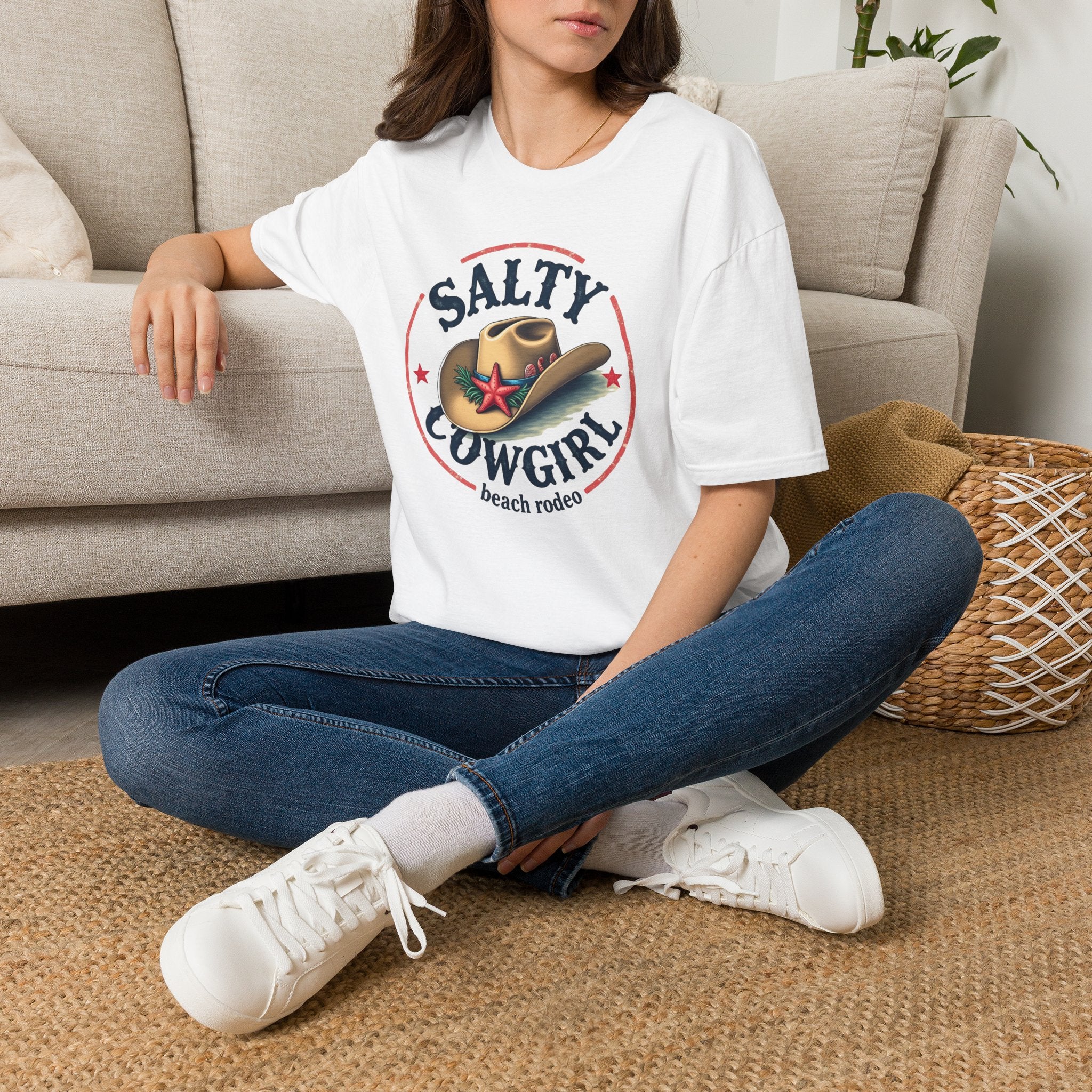 Salty Cowgirl Beach Rodeo Kadın Straight Fit Tişört