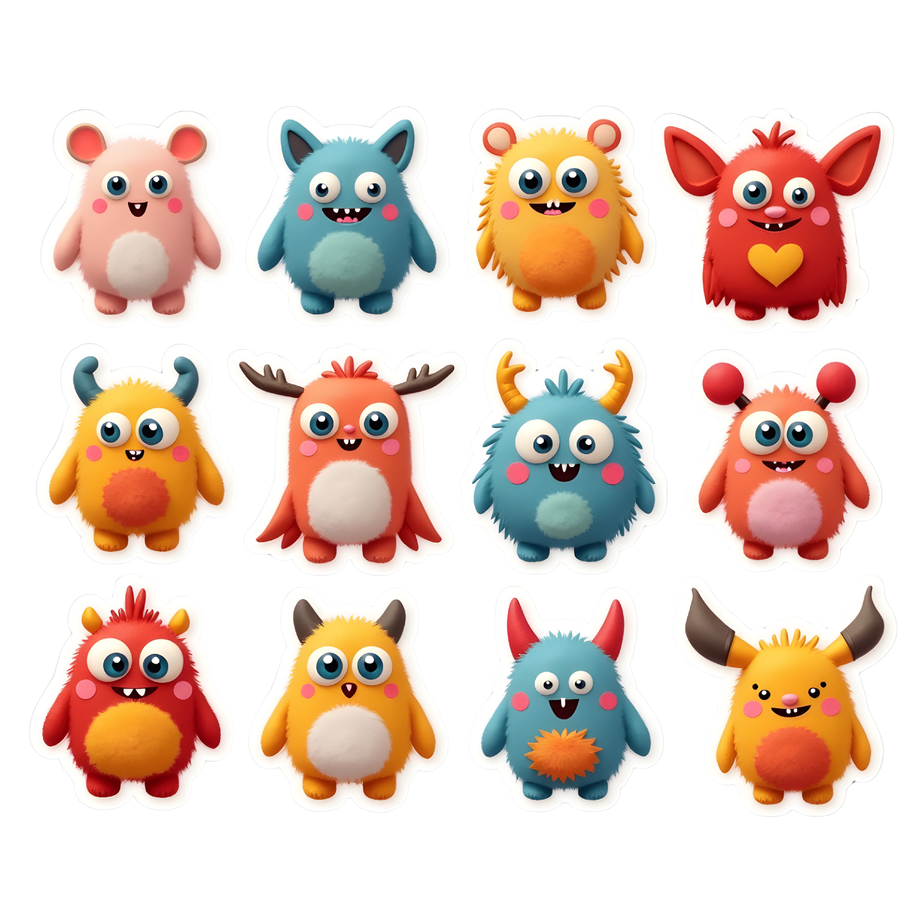 Mini Kod Sevimli Canavar Sticker Seti – 36 Adet (3 Sayfa) Defter & Planner Sticker