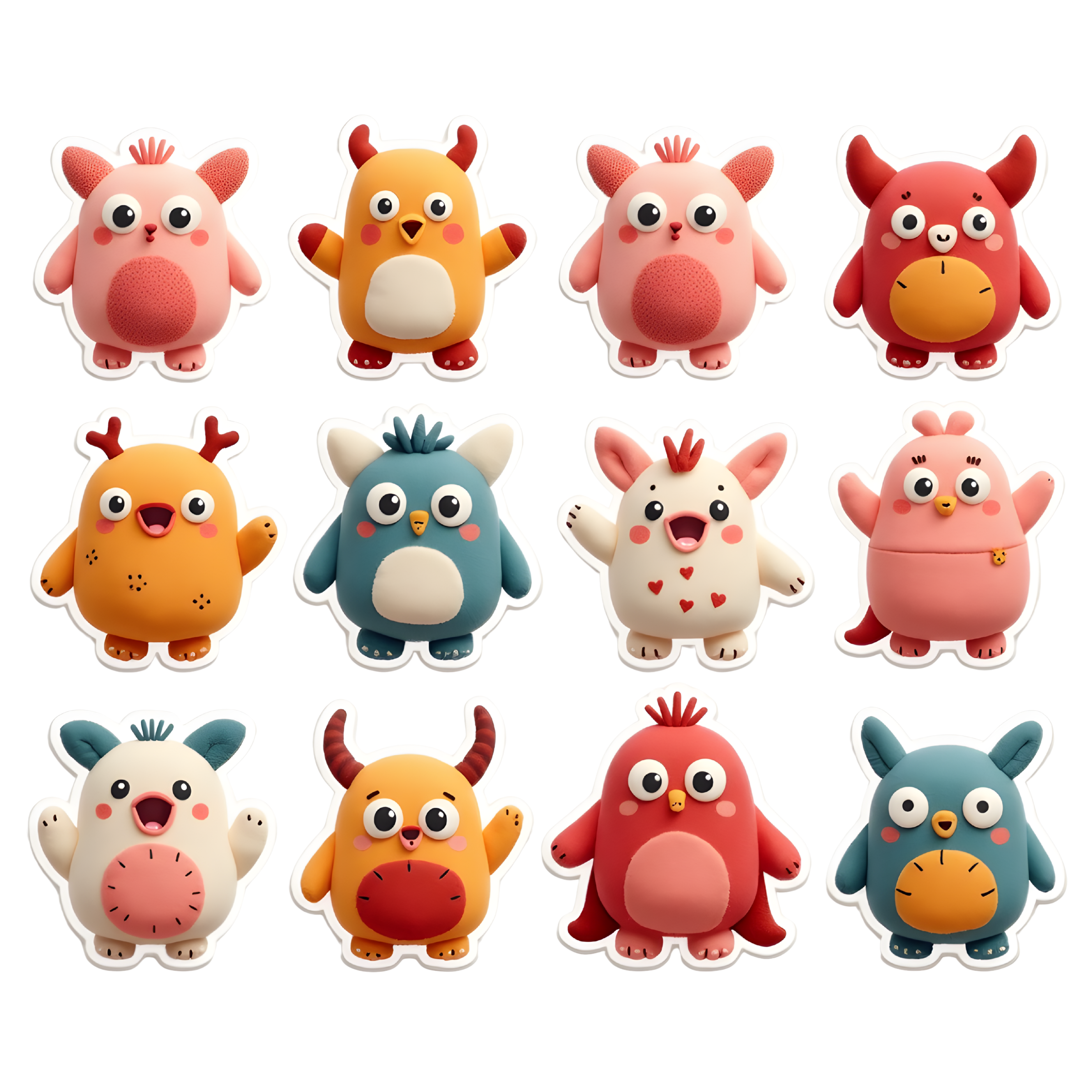 Mini Kod Vinil Sticker Seti – 12 Adet Sevimli Karakter Sticker (1 Sayfa)