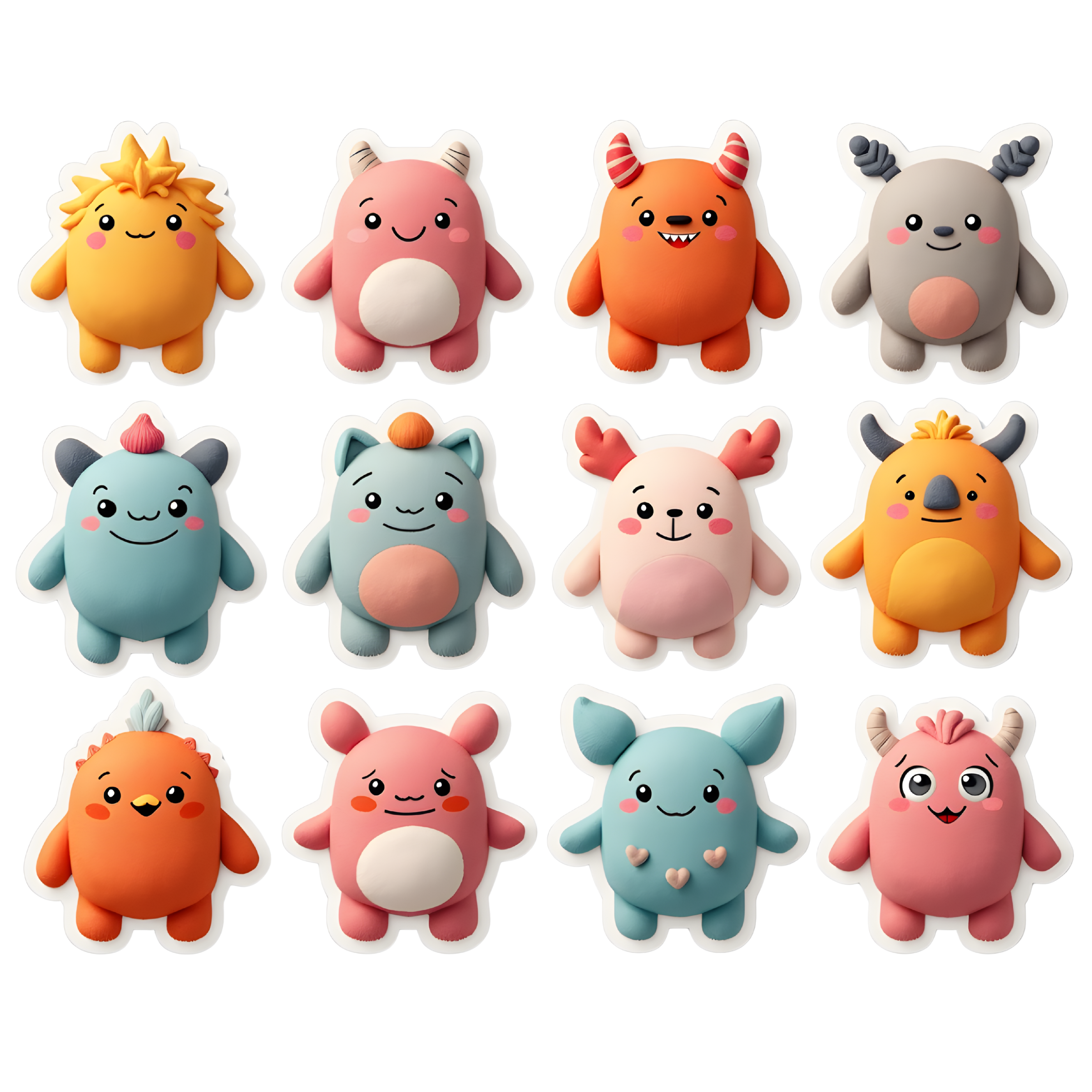 Mini Kod Vinil Sticker Seti – 12 Adet Pastel Sevimli Karakter Sticker (1 Sayfa)