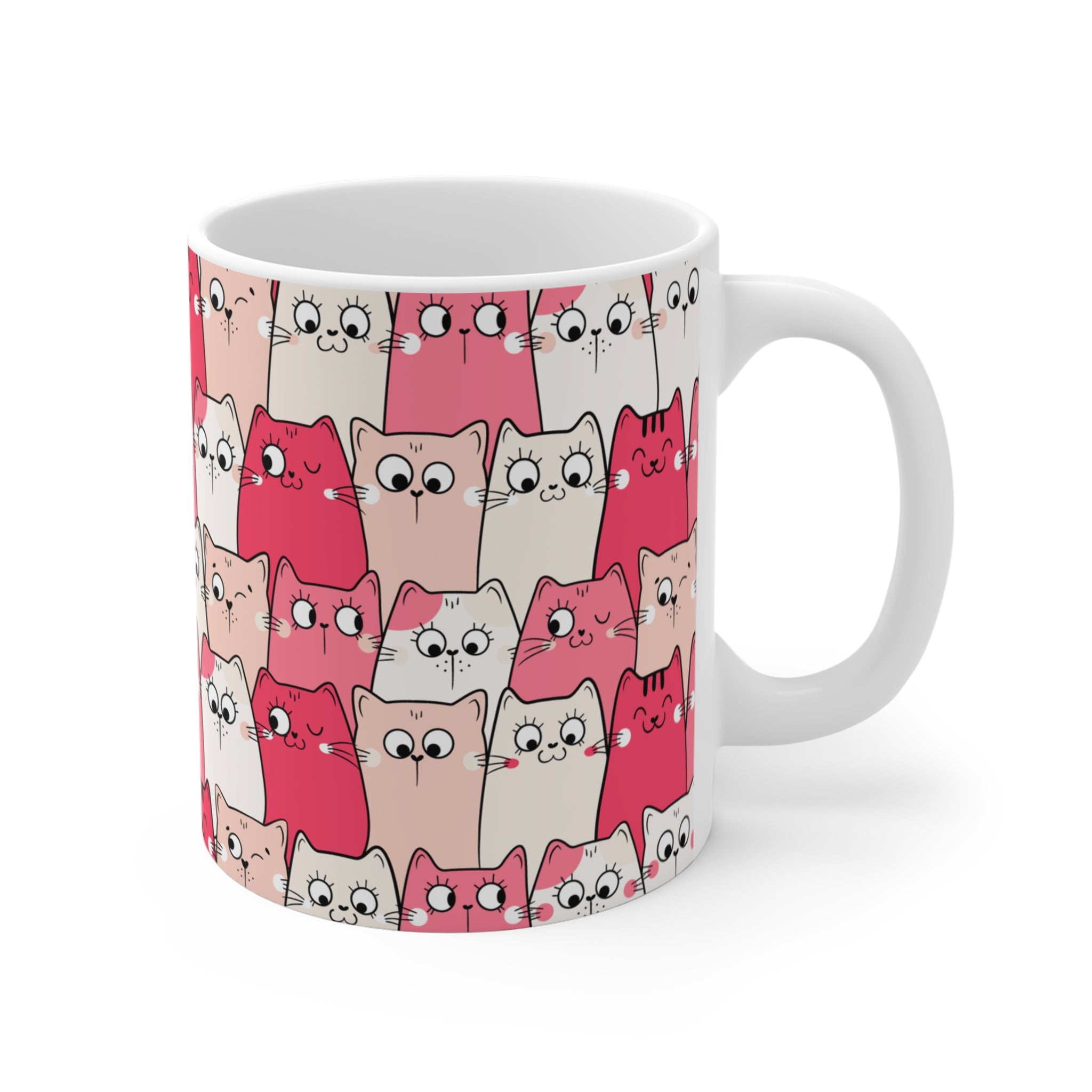 Sevimli Kediler Desenli Porselen Kupa