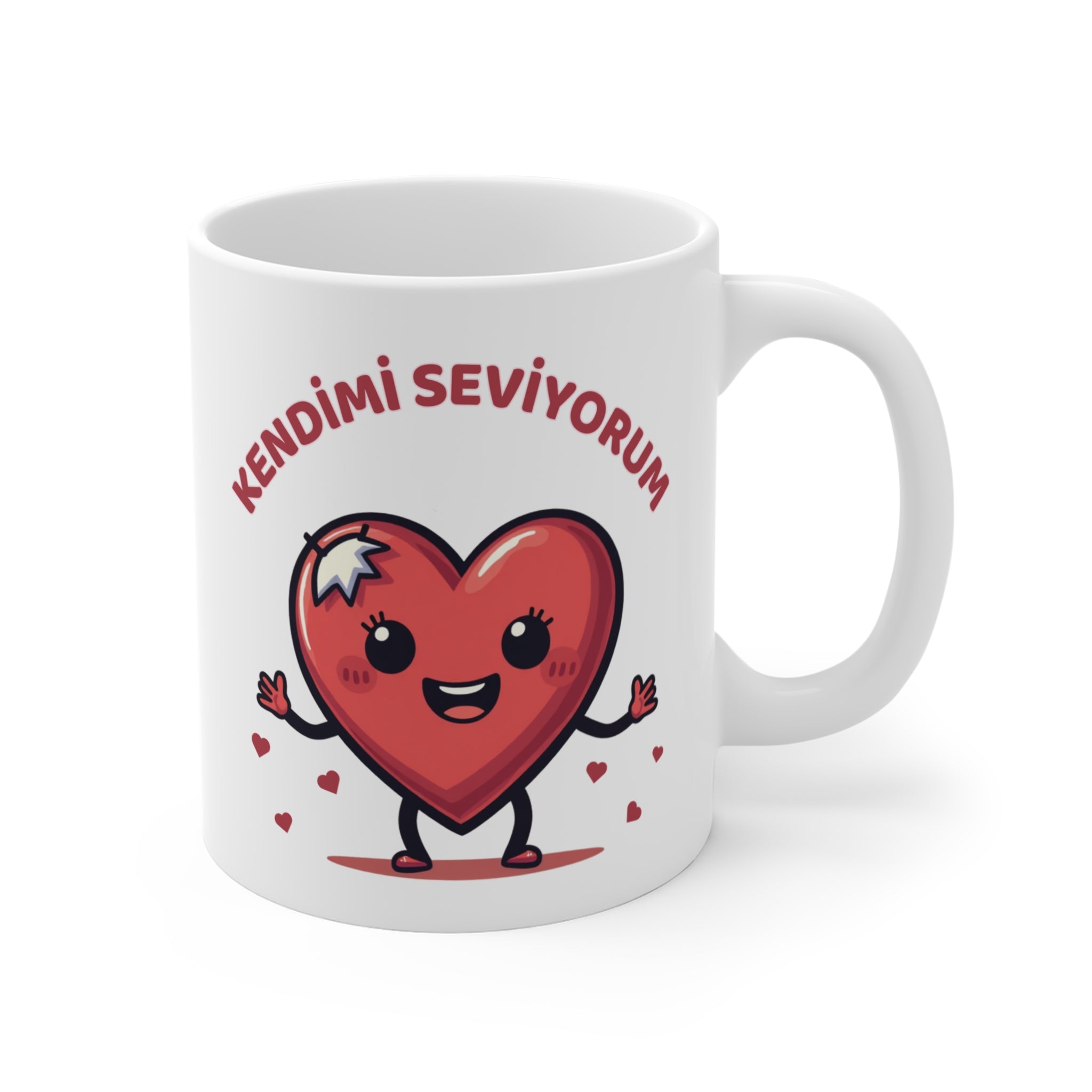 Kendimi Seviyorum Kupa – Sevimli Kalp Tasarımlı Motivasyon Kupası