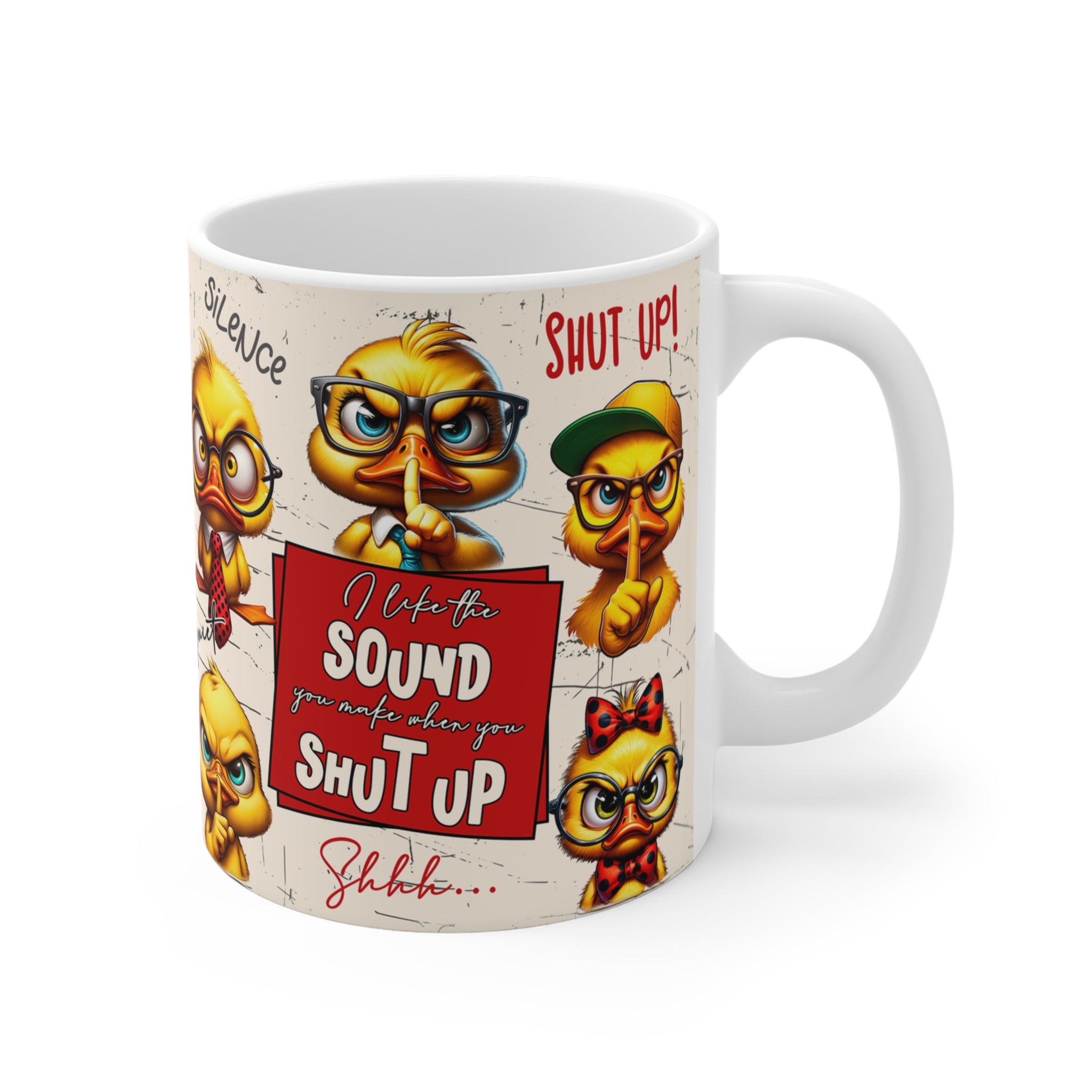 Komik Ördek Tasarımlı Porselen Kupa – “Shut Up” Funny Coffee Mug