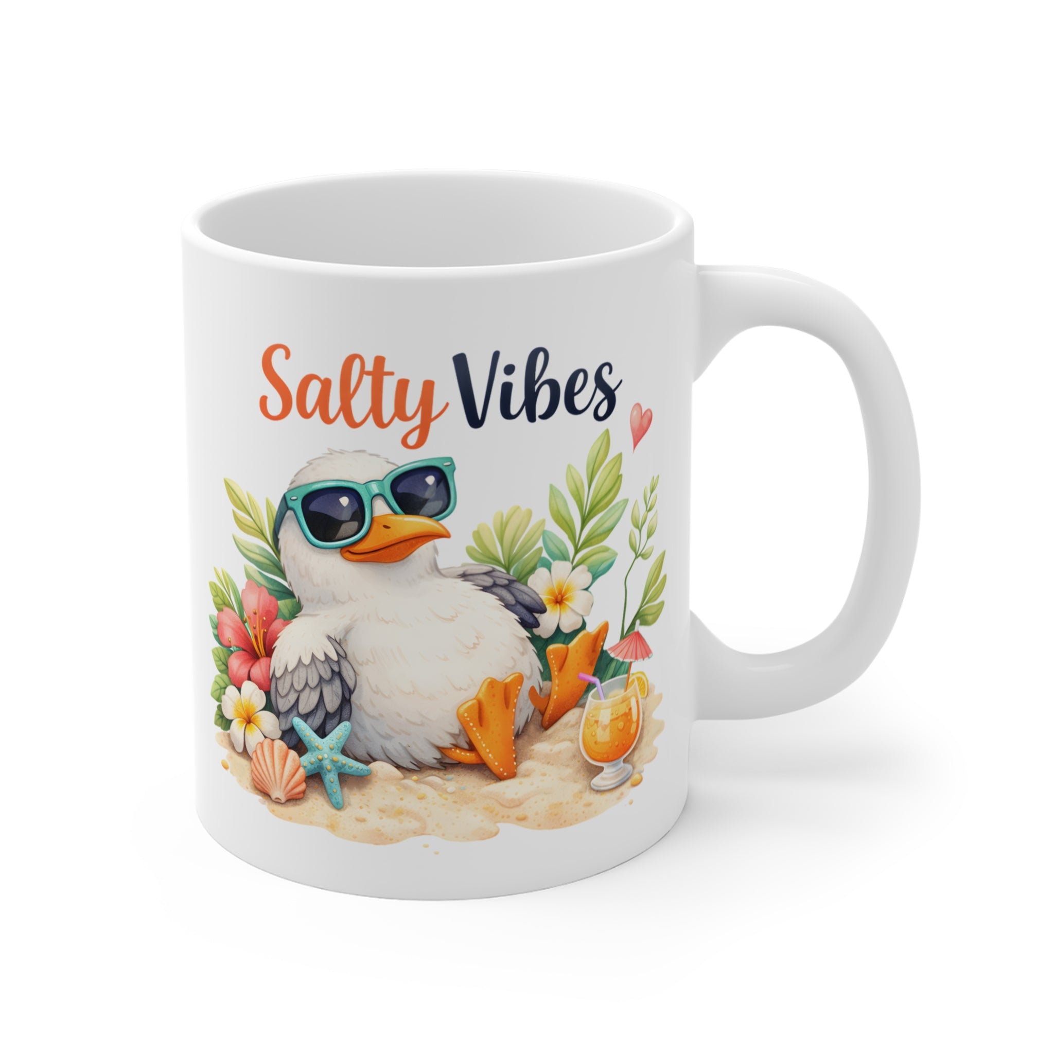 Salty Vibes Porselen Kupa – Yaz Temalı Martı Kahve Mug